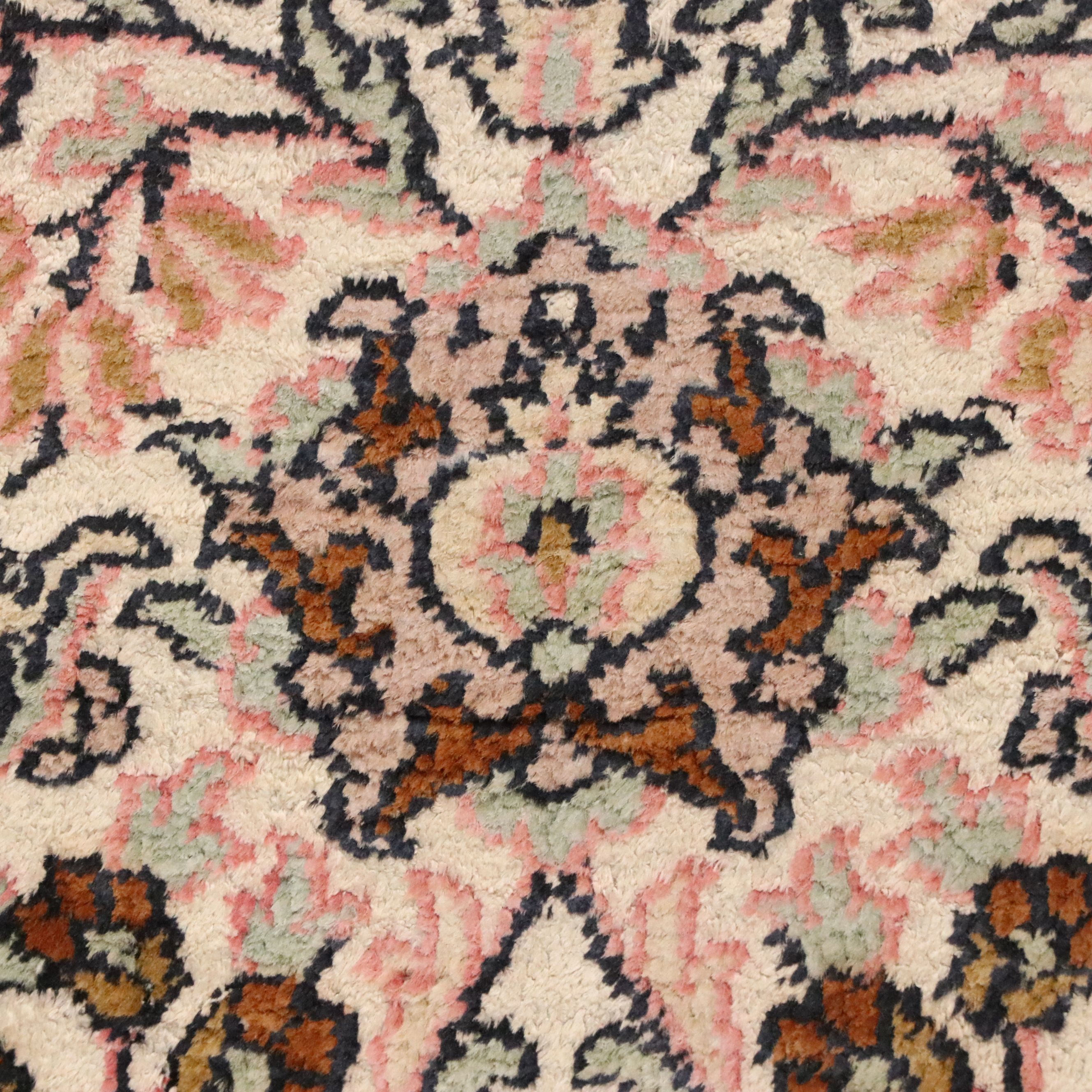 3'10 x 6'3 Hand-Knotted Persian Kerman Silk Blend Area Rug