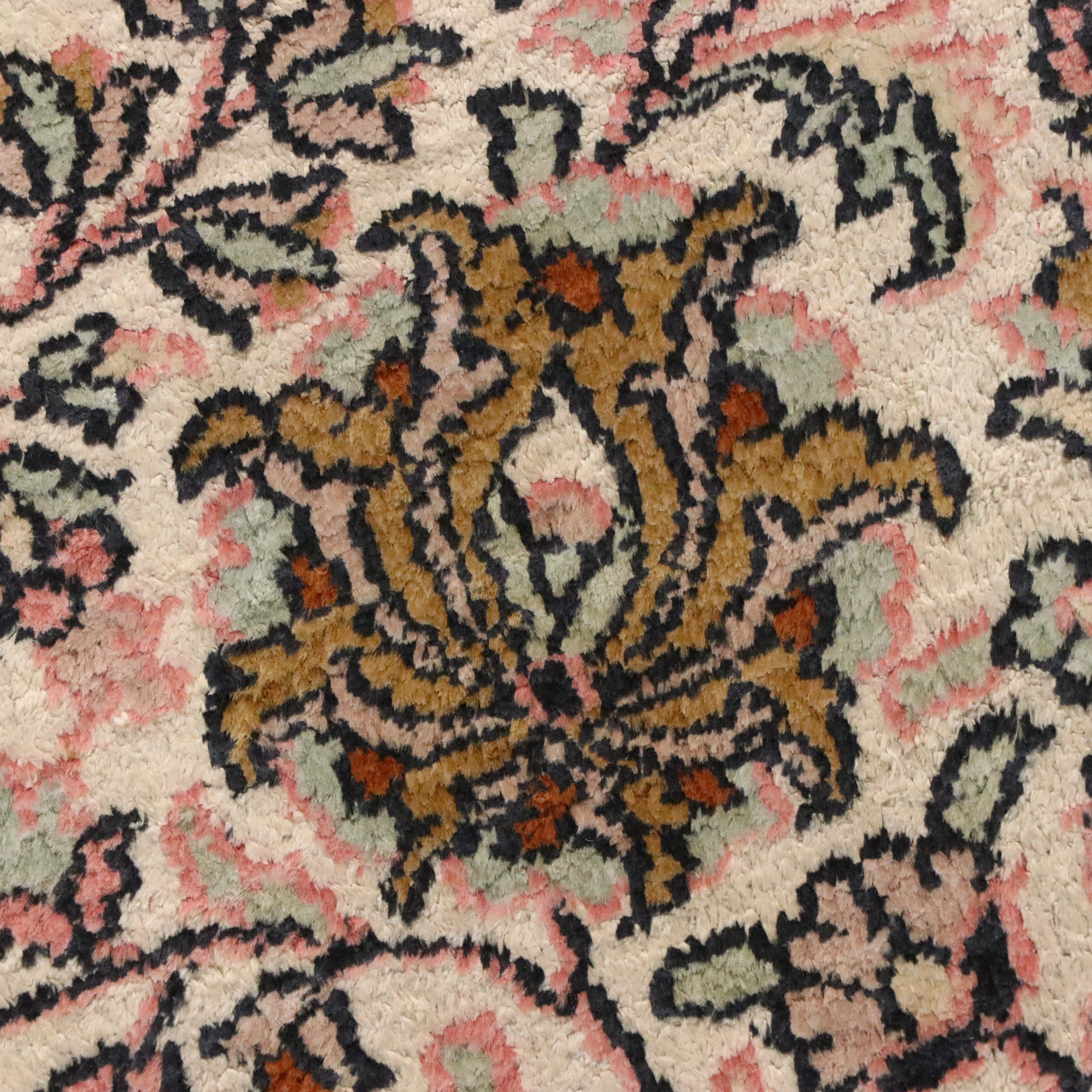 3'10 x 6'3 Hand-Knotted Persian Kerman Silk Blend Area Rug