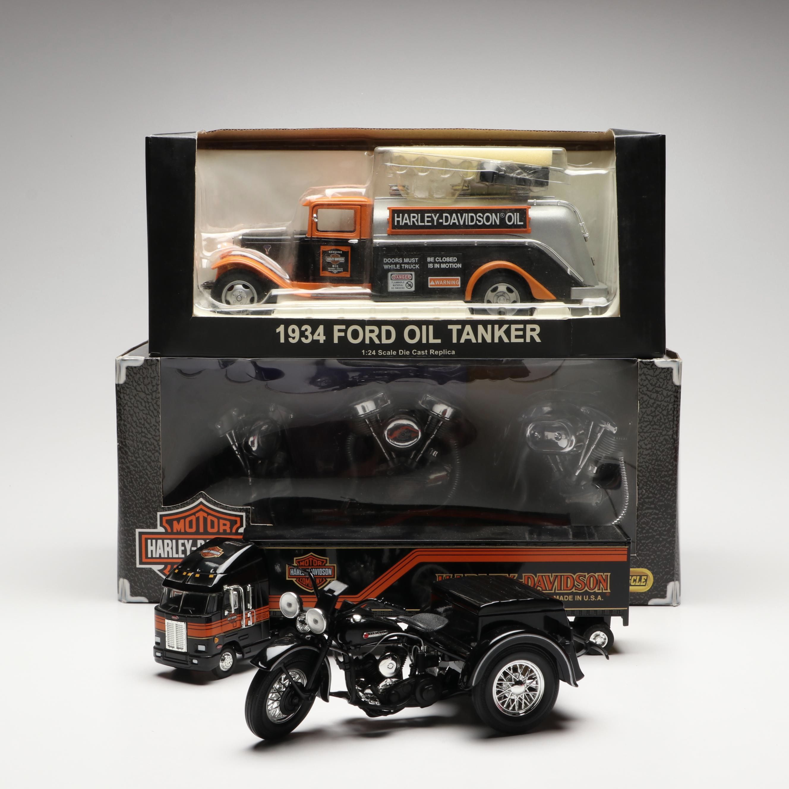1947 Servi-Car Bank and Other Harley-Davidson Diecast Models and Coin Banks