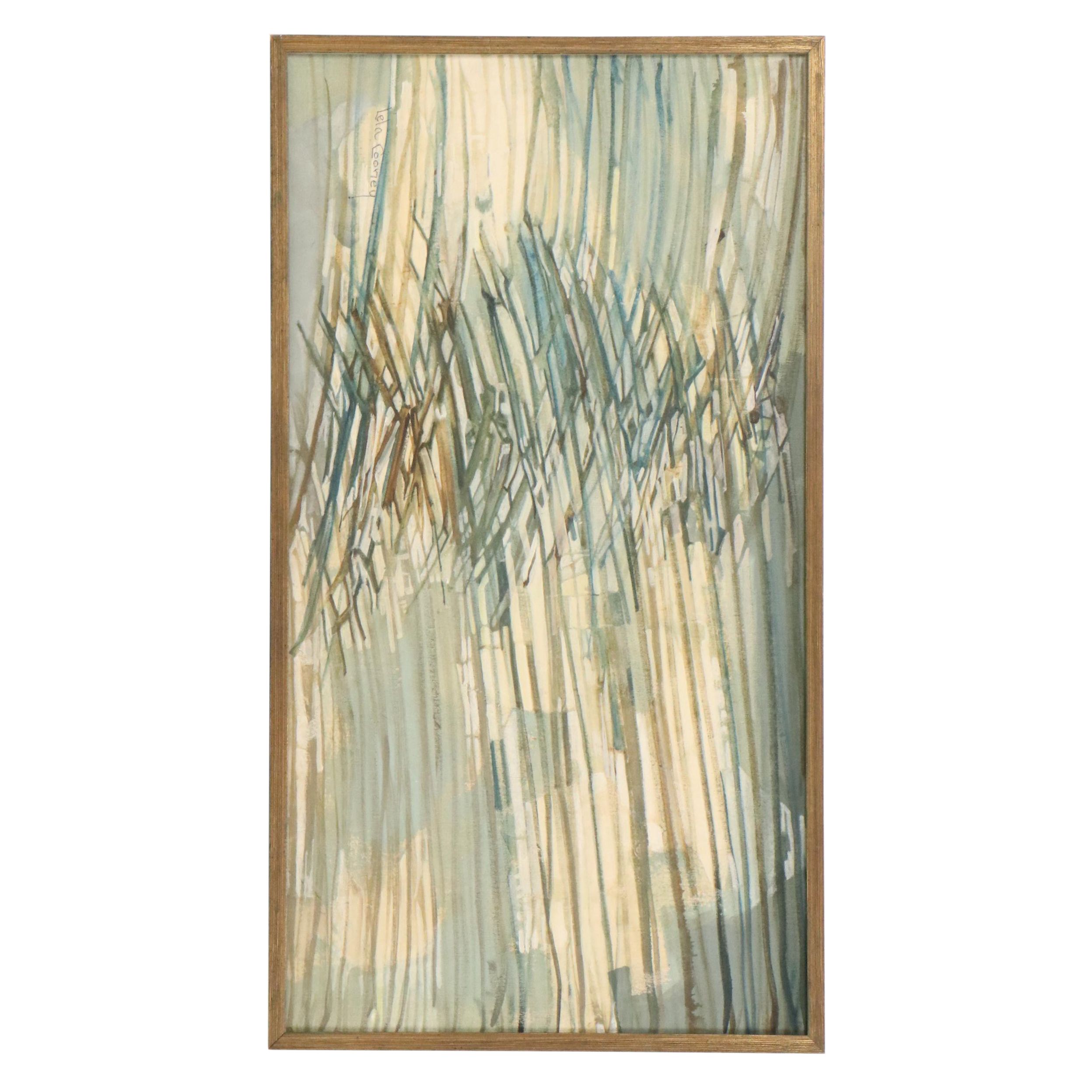 Lela Cooney Abstract Acrylic Painting "Roof Tops of Toledo," Late 20th Century