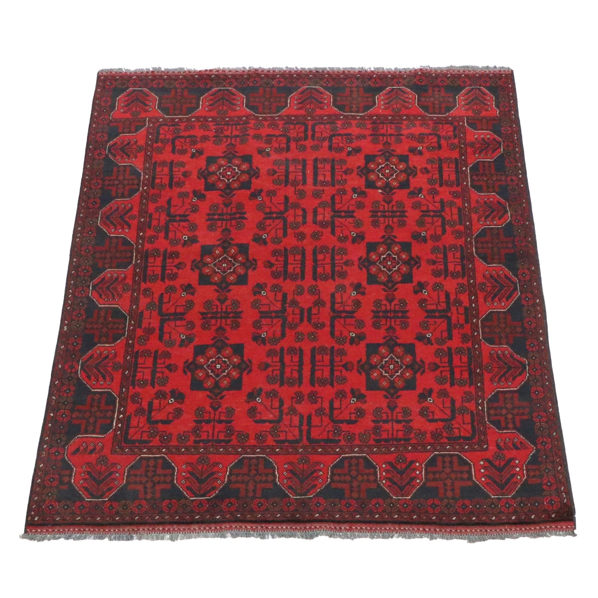 4'11 x 6'8 Hand-Knotted Afghan Kunduz Area Rug