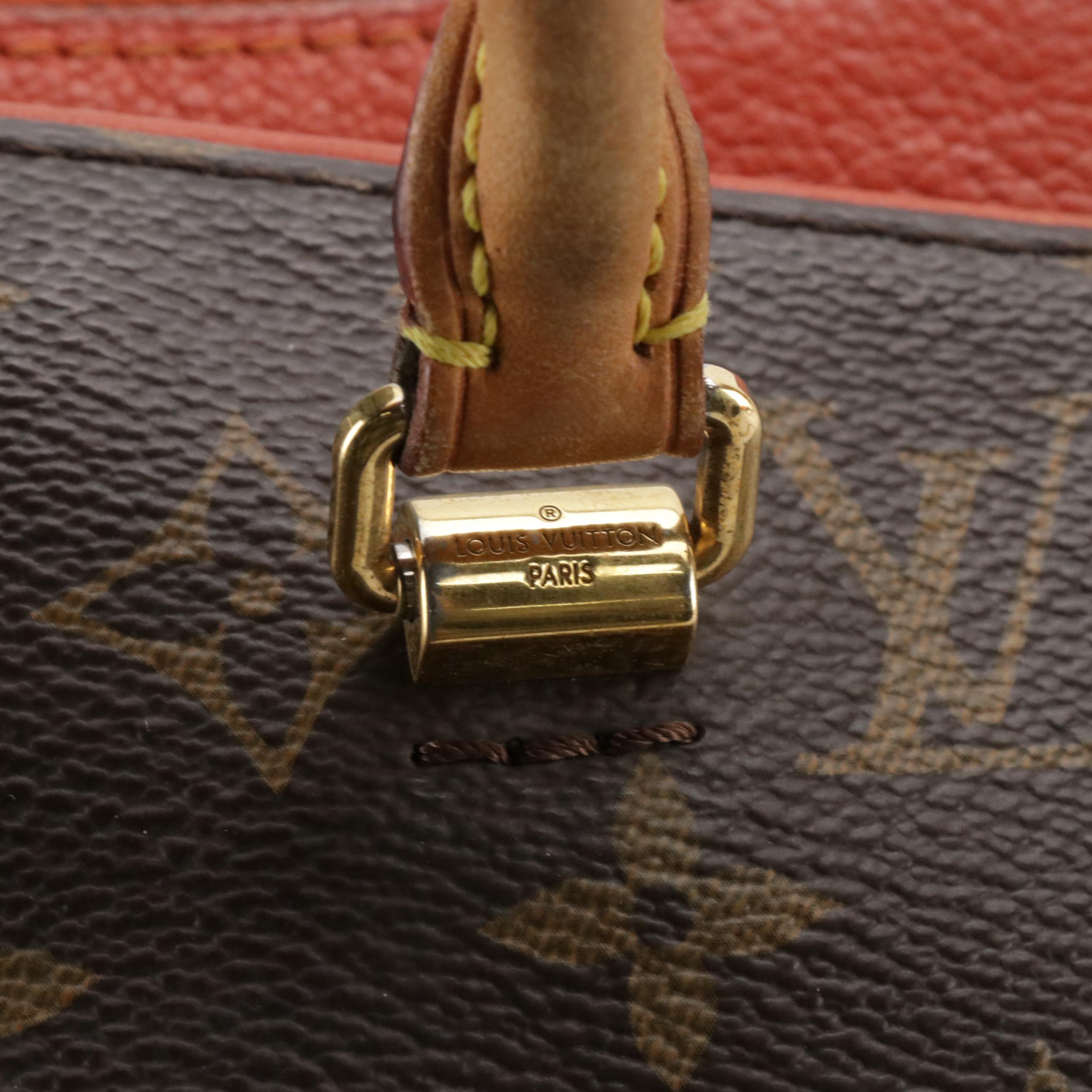 Louis Vuitton Pallas MM Two-Way Bag in Monogram Canvas and Red Leather Accents