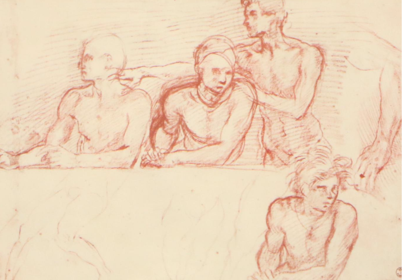 Offset Lithograph After Andrea del Sarto "Four Studies of Apostles"