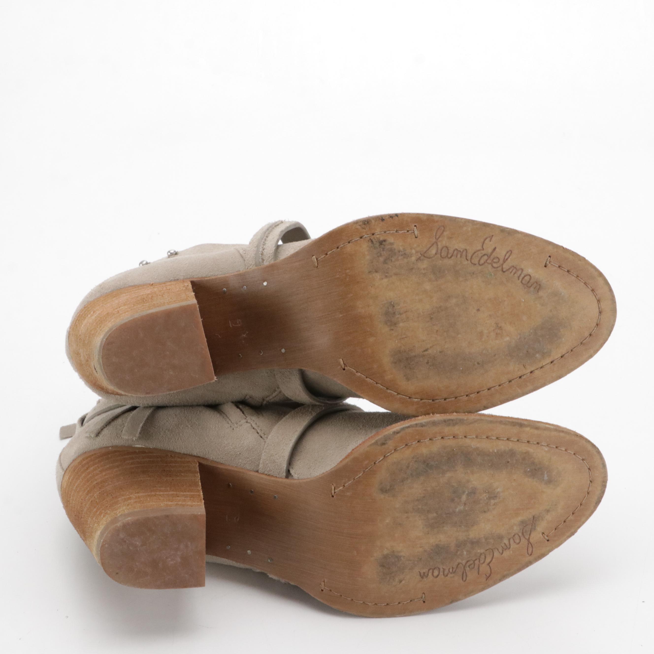 Sam Edelman Taupe Suede Leather "Merton" and Franco Sarto "Ponte" Ankle Boots