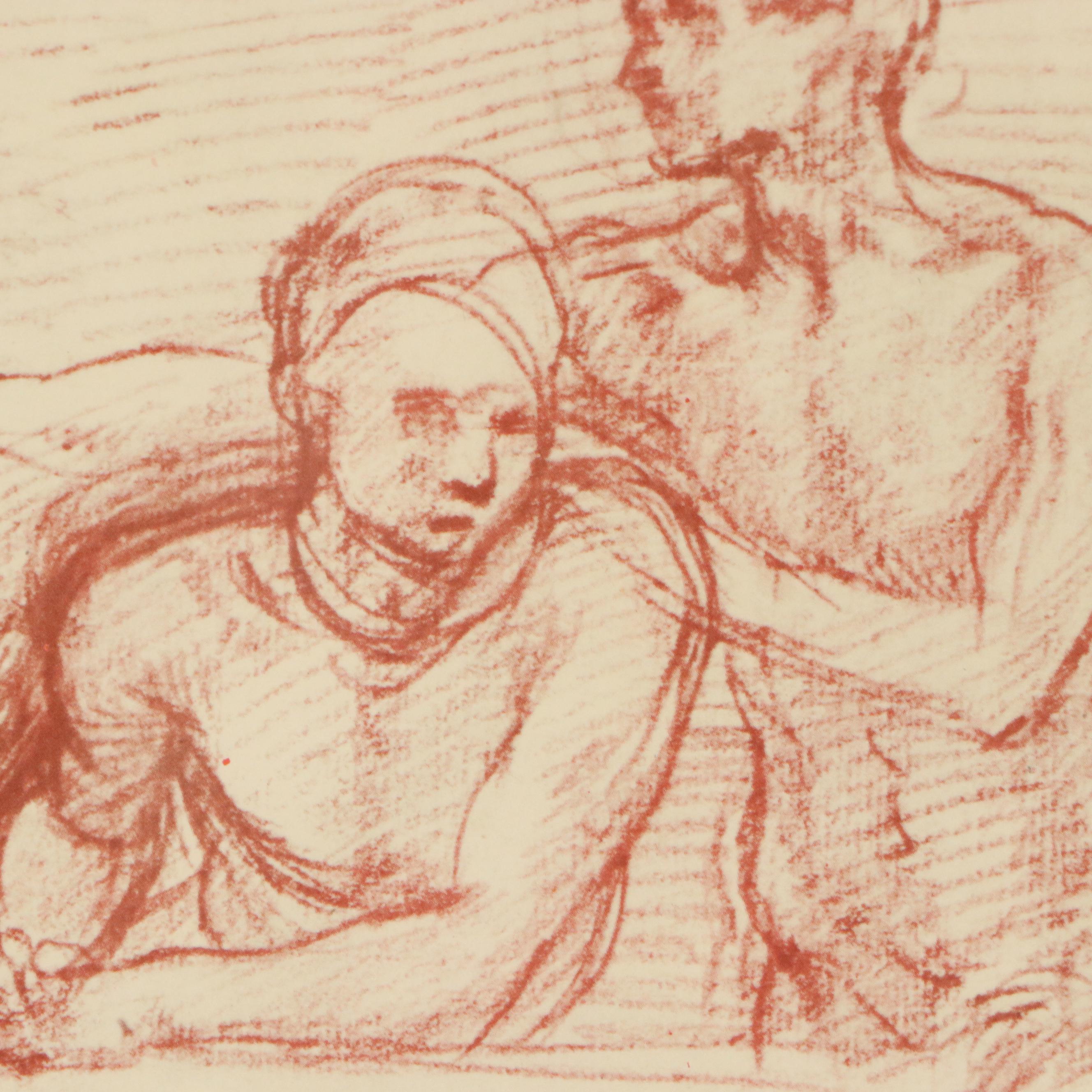 Offset Lithograph After Andrea del Sarto "Four Studies of Apostles"