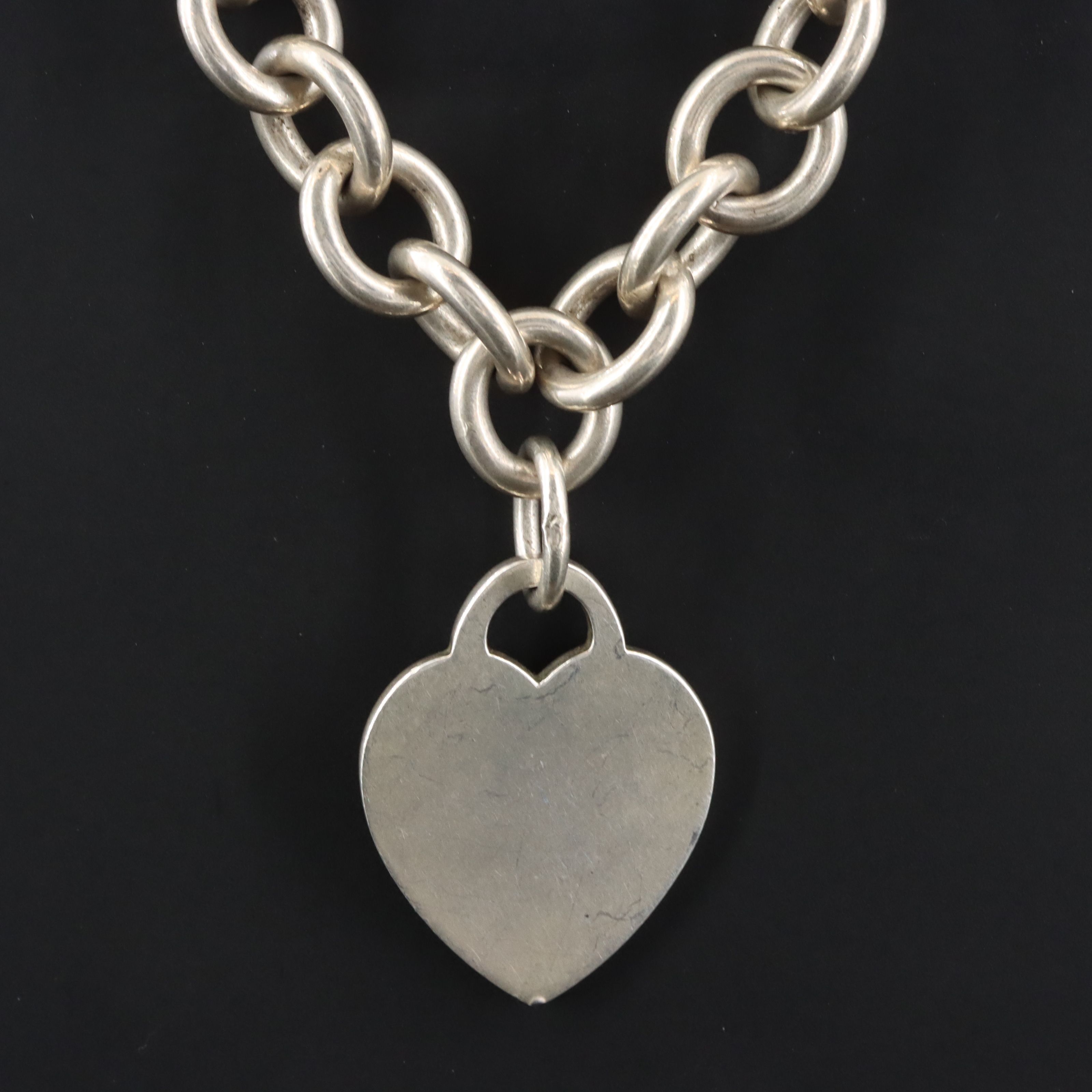 Tiffany & Co. Sterling Heart Tag Charm Necklace