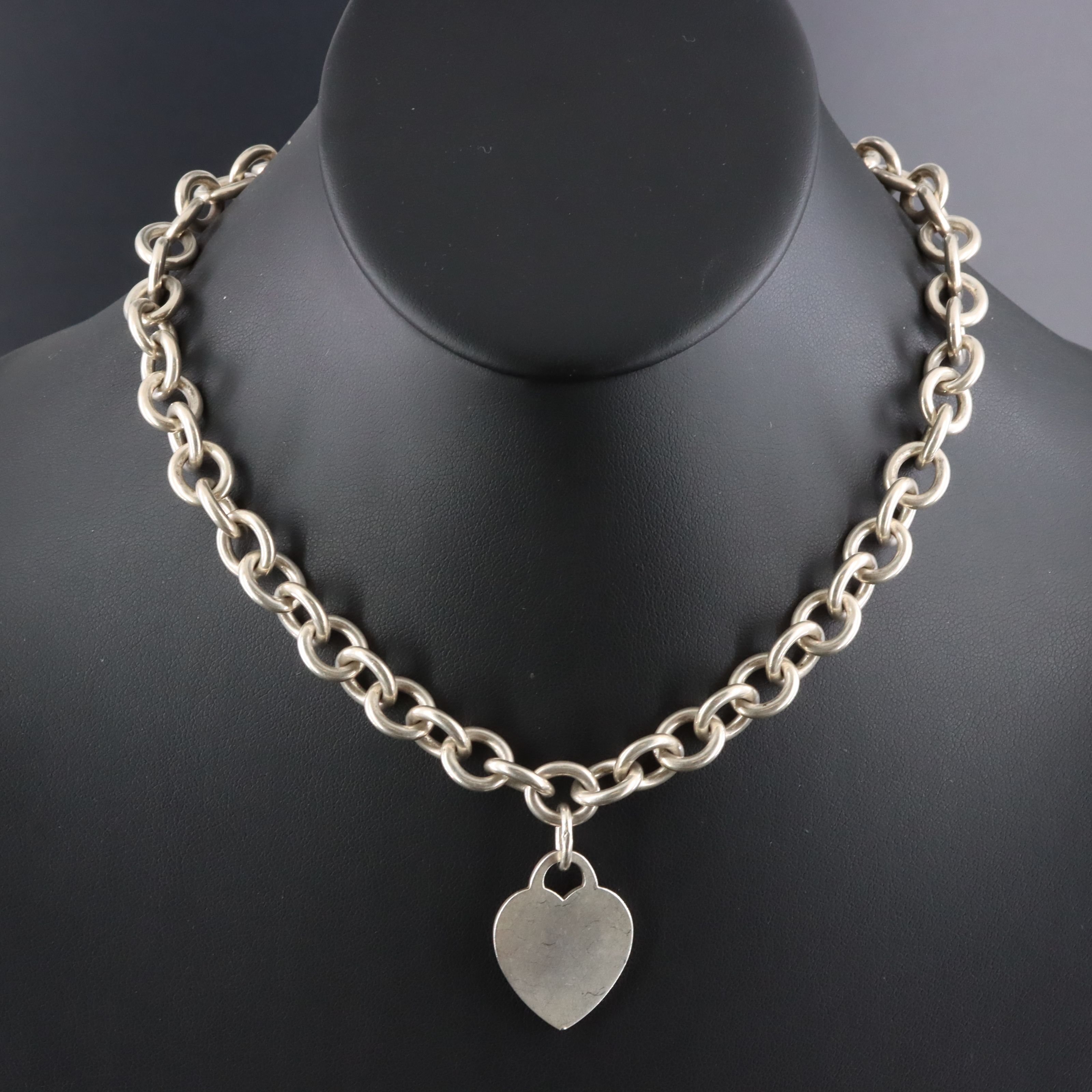 Tiffany & Co. Sterling Heart Tag Charm Necklace