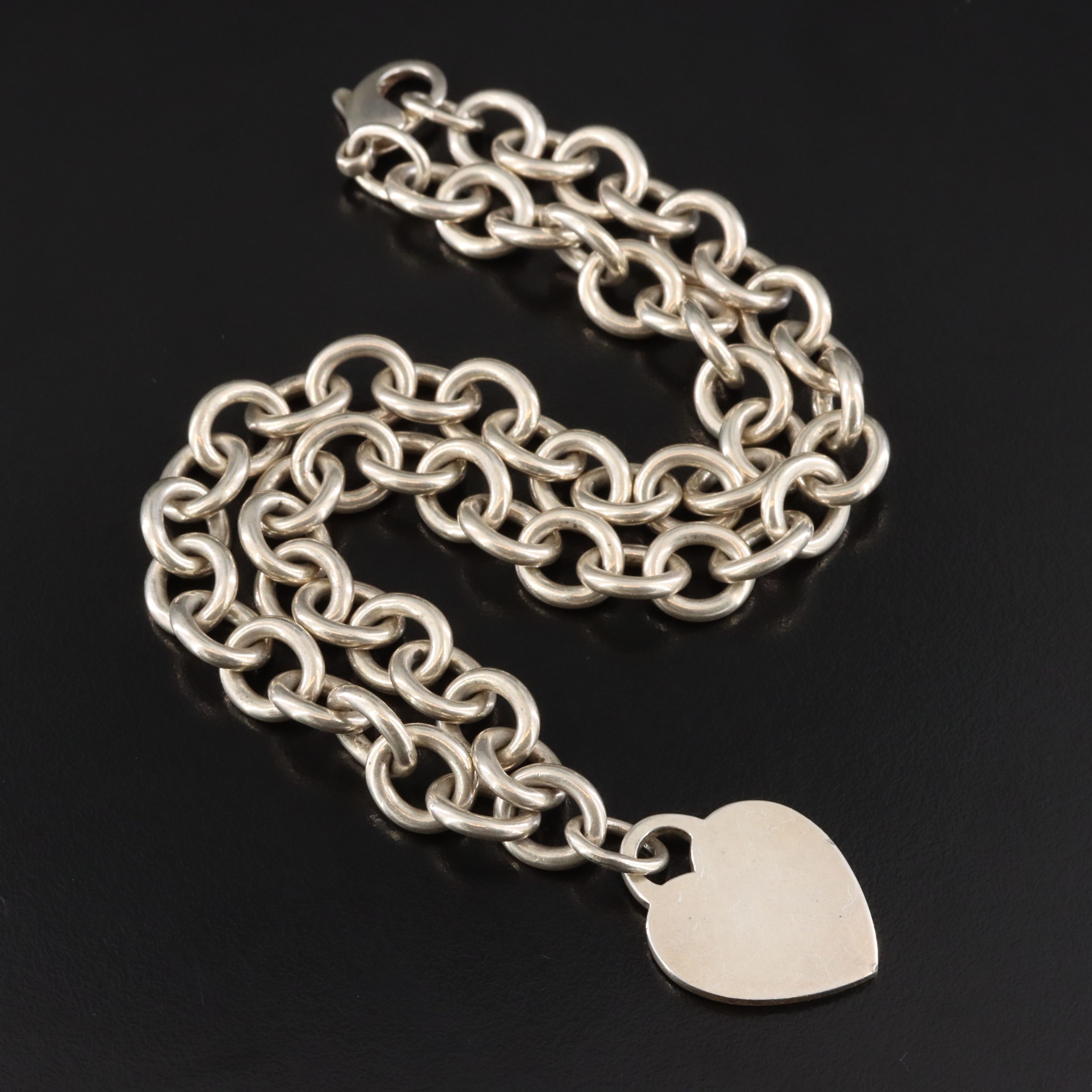 Tiffany & Co. Sterling Heart Tag Charm Necklace