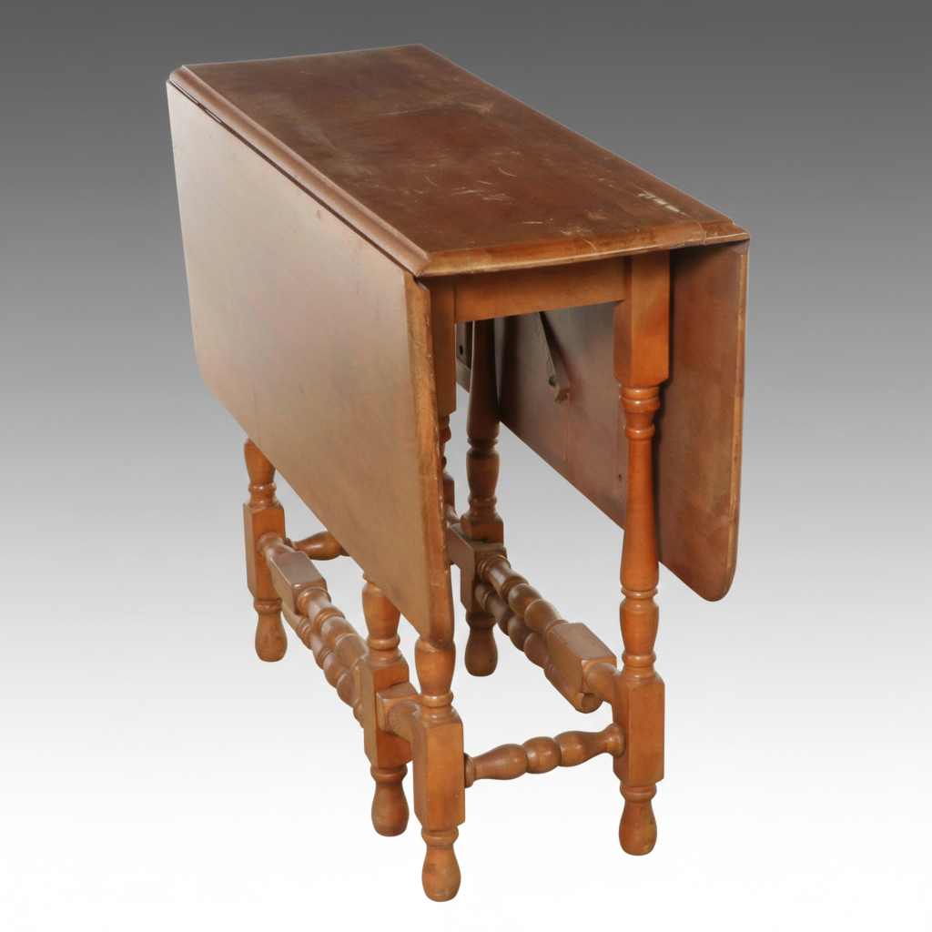 Jacobean Revival Style Elm Finish Gate-Leg Table, Early to Mid-20th Century