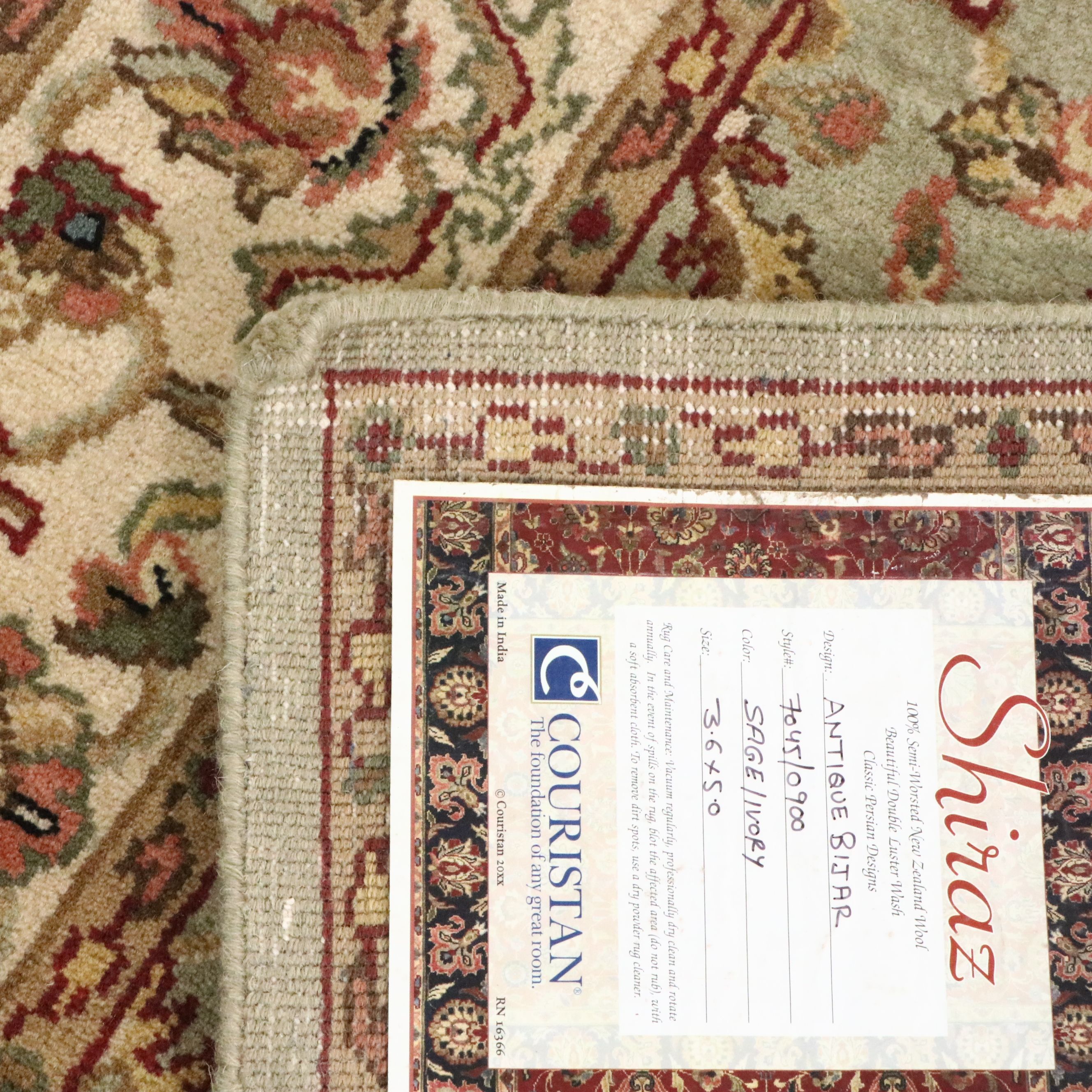 3'6 x 4'11 Hand-Knotted Couristan Shiraz "Antique Bijar" Accent Rug