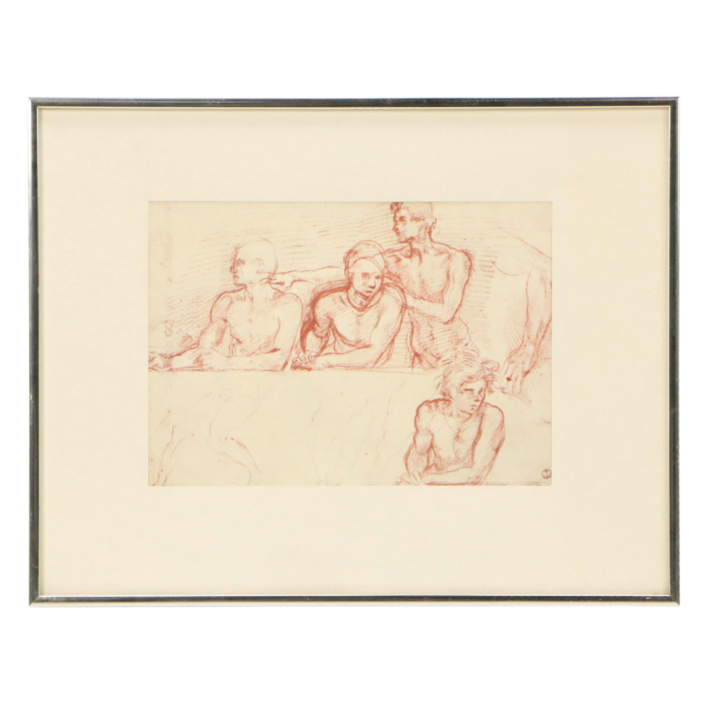 Offset Lithograph After Andrea del Sarto "Four Studies of Apostles"