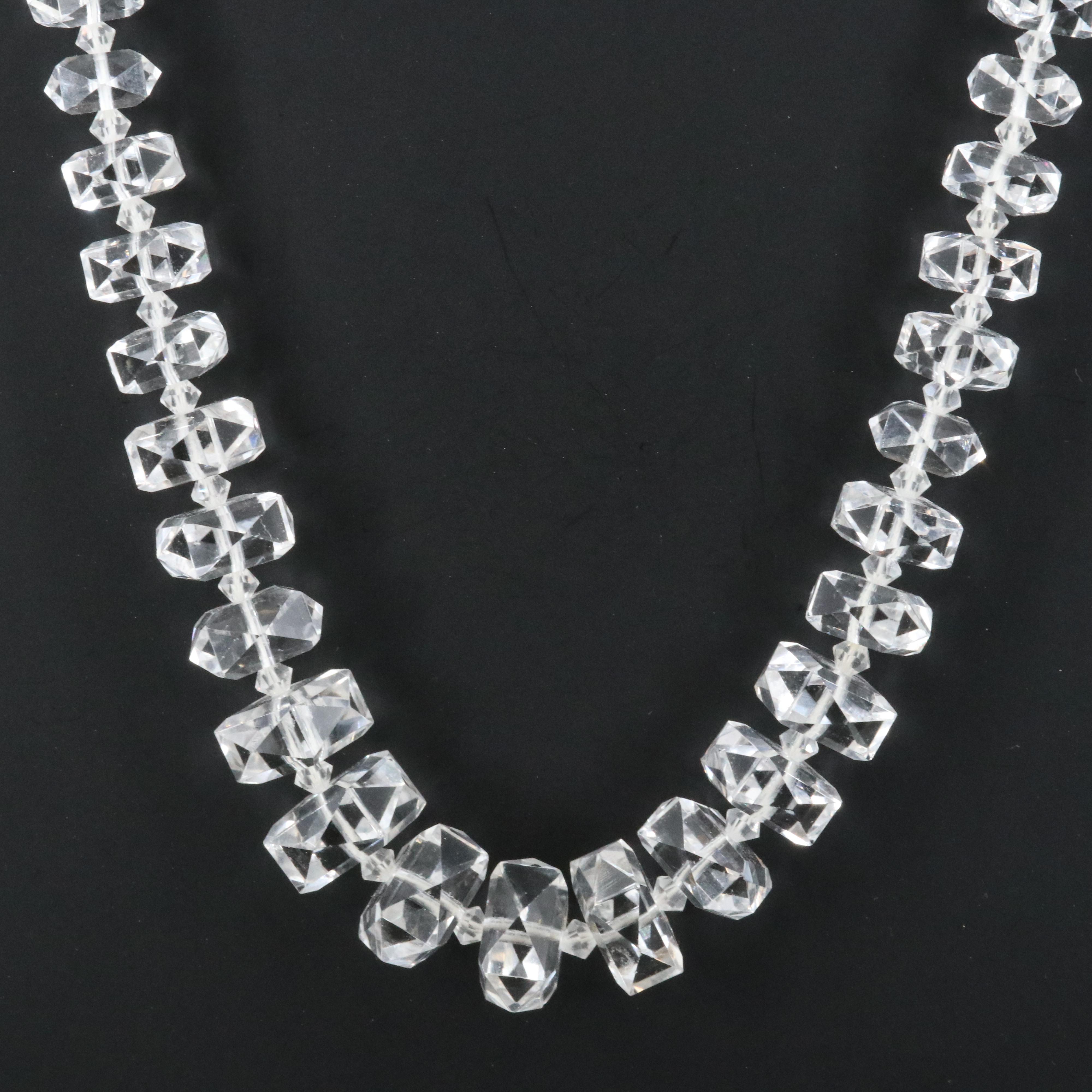 Vintage Graduated Rock Crystal, Glass and Rhinestone Necklace