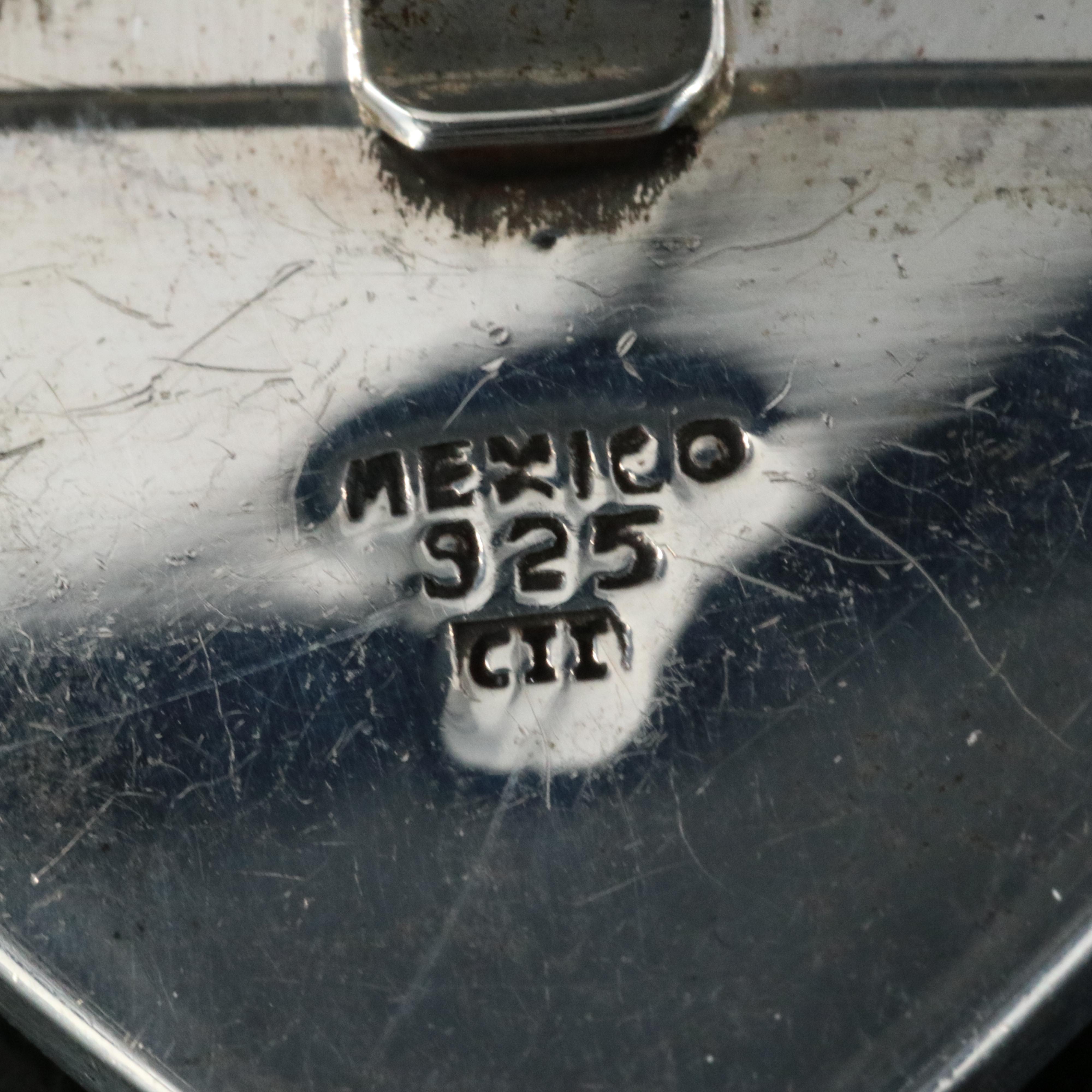 Mexican Sterling Heart Converter Brooch