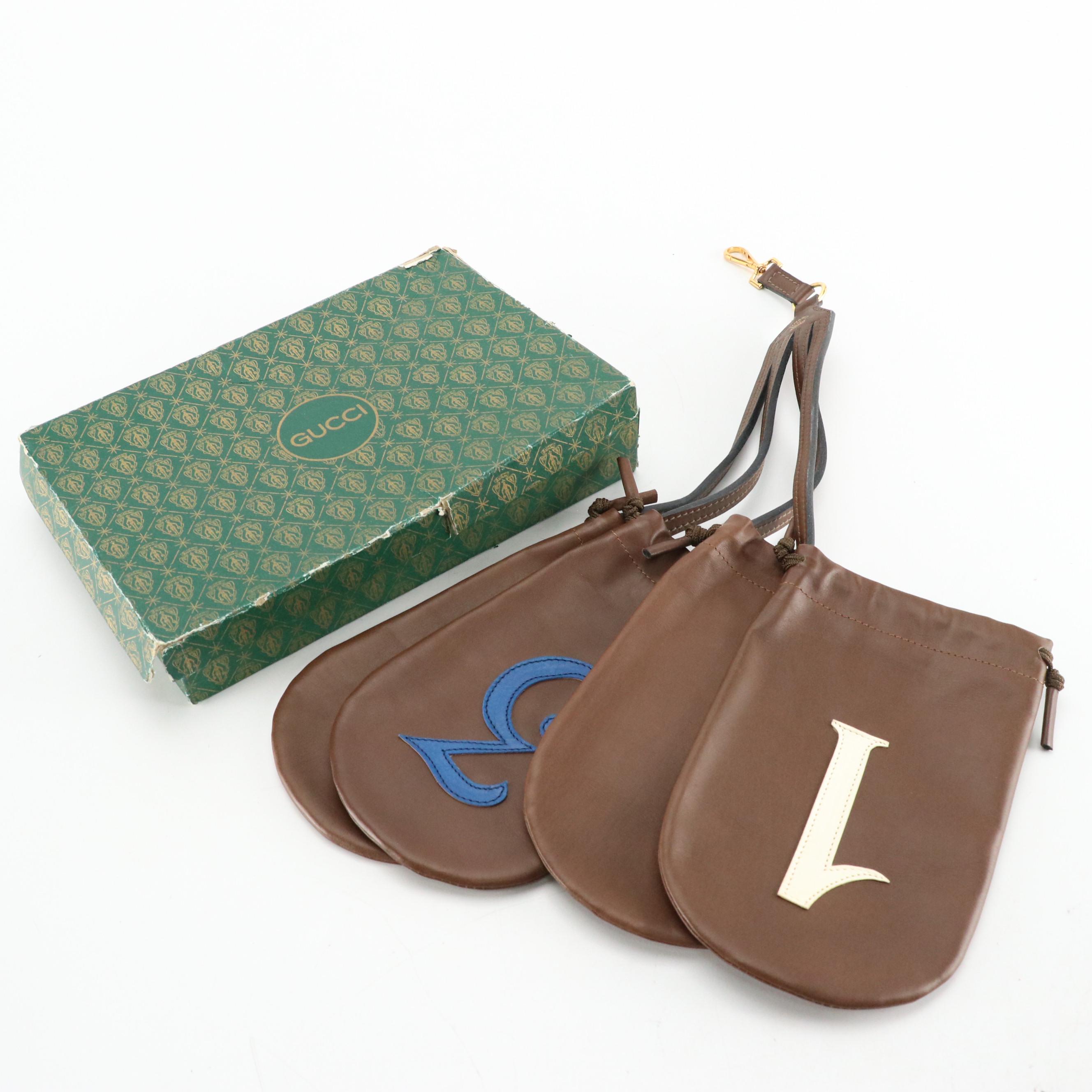 Gucci Golf Club Head Covers in Leather with Gift Box, 1960s