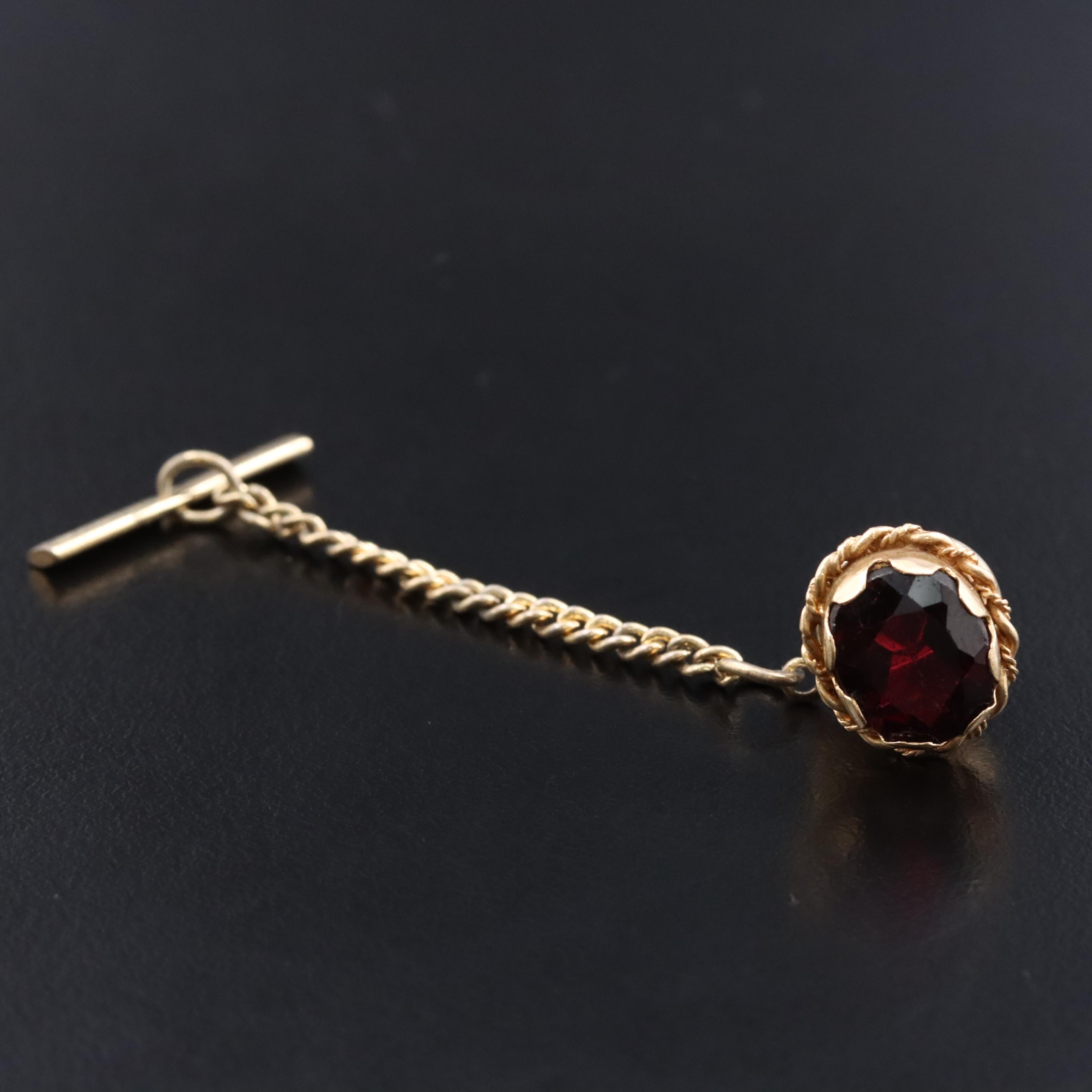 14K Garnet Tie Tac