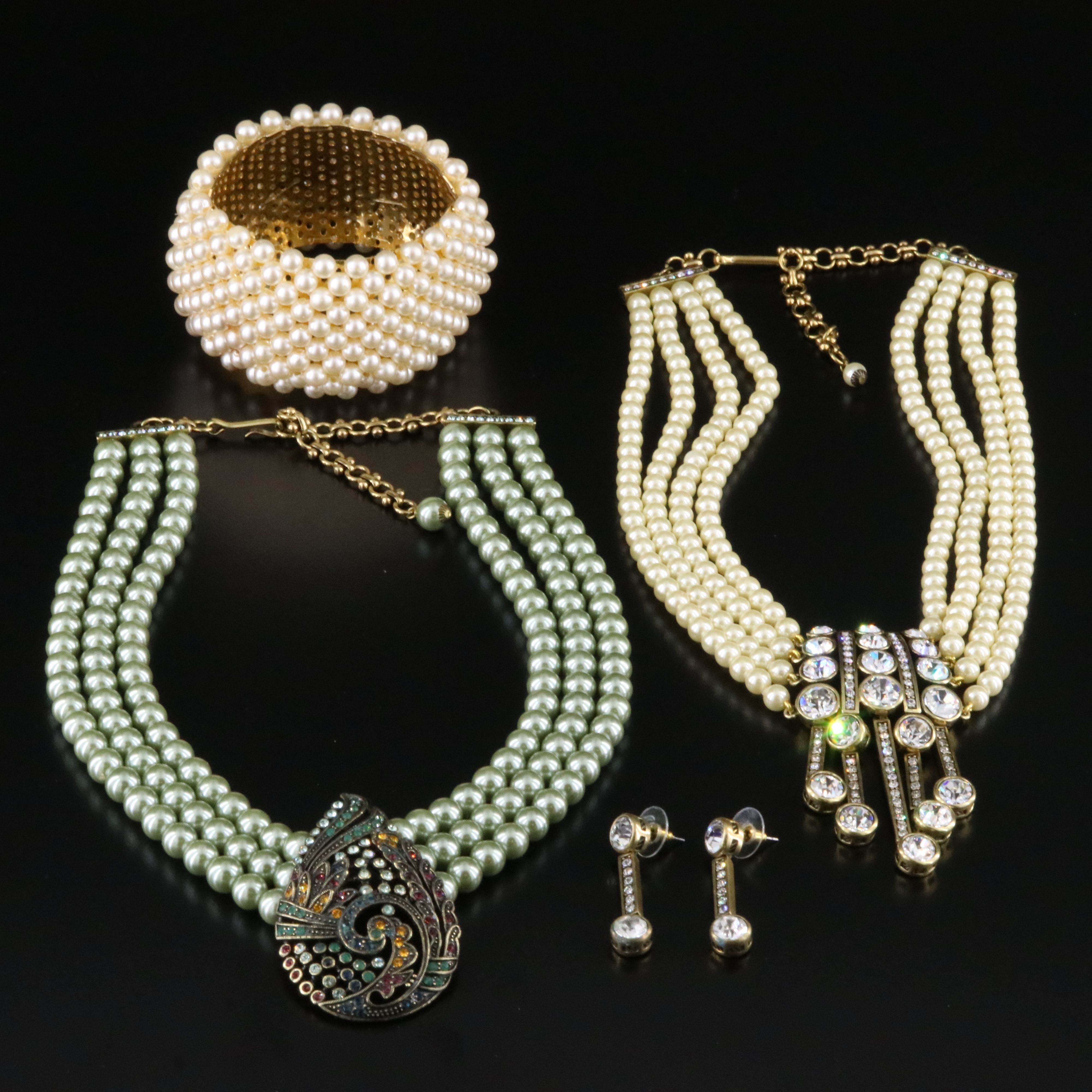 Heidi Daus Necklaces and Earrings with Faux Pearl Clamper Cuff