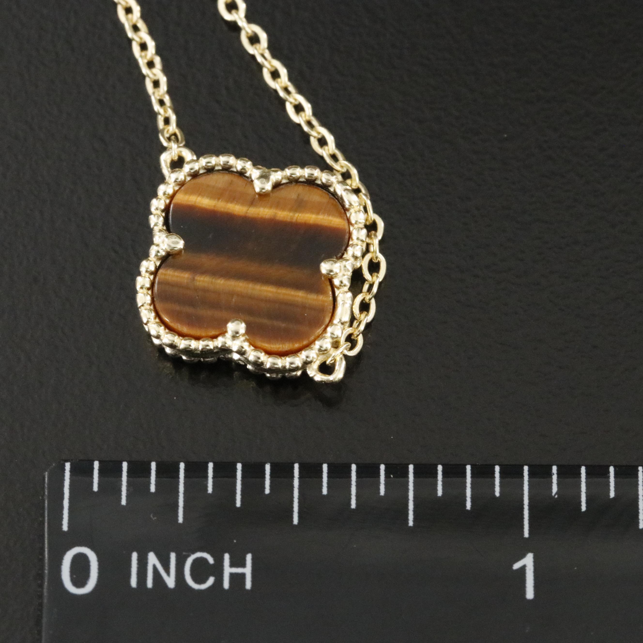 Sterling Tiger's Eye Quatrefoil Necklace