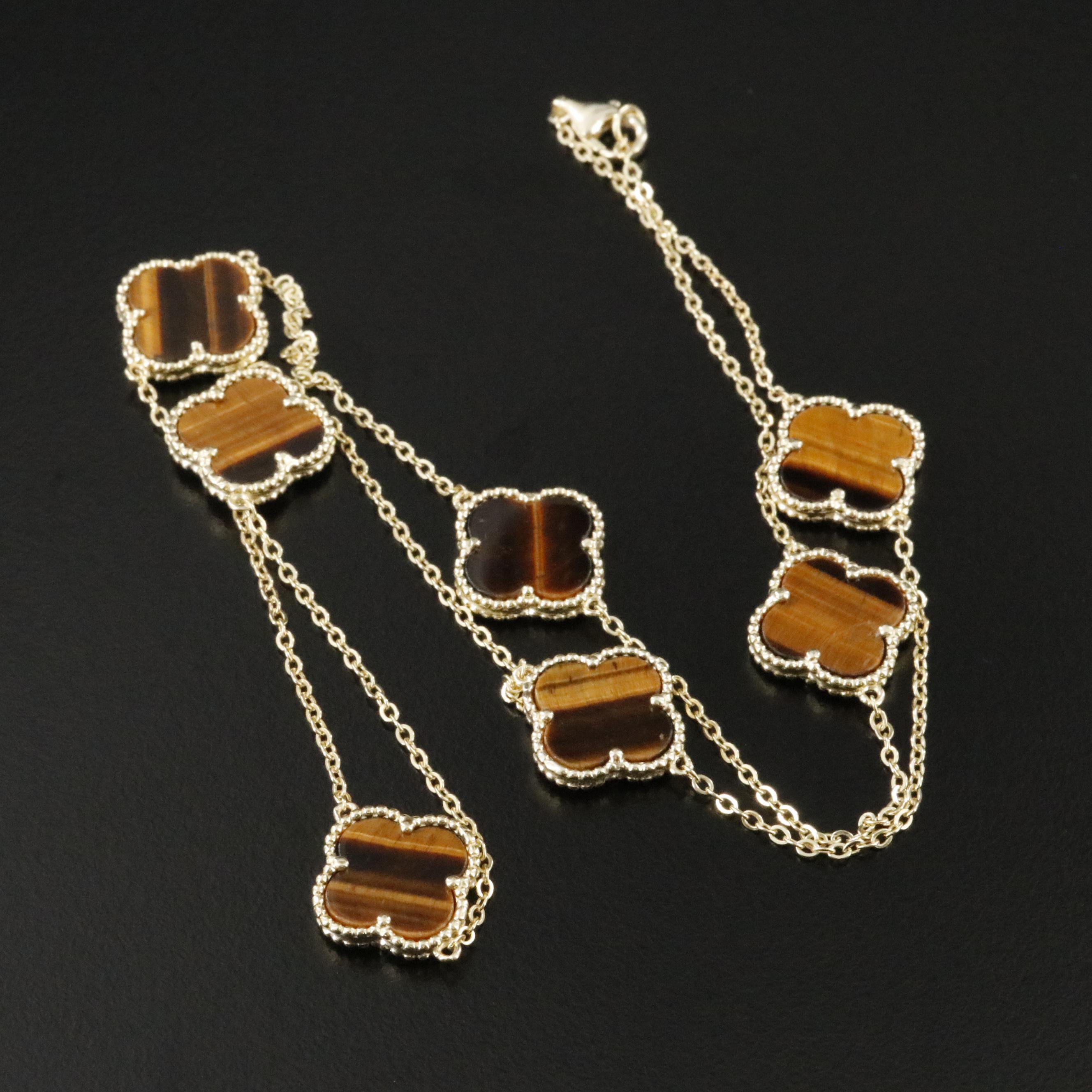 Sterling Tiger's Eye Quatrefoil Necklace
