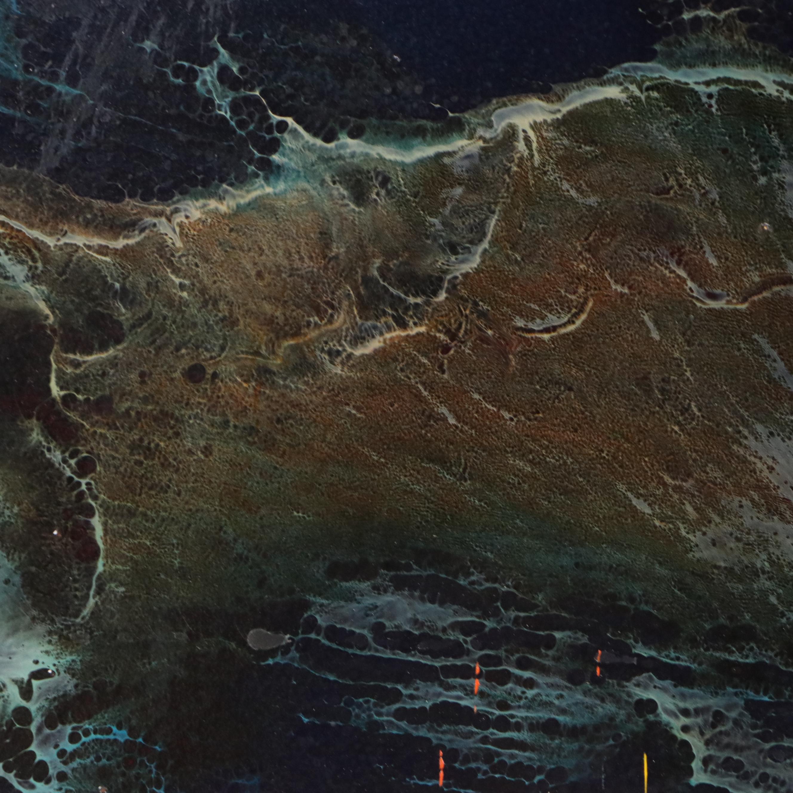 Leonardo Nierman Abstract Oil Painting of Nebulous Landscape, 1963