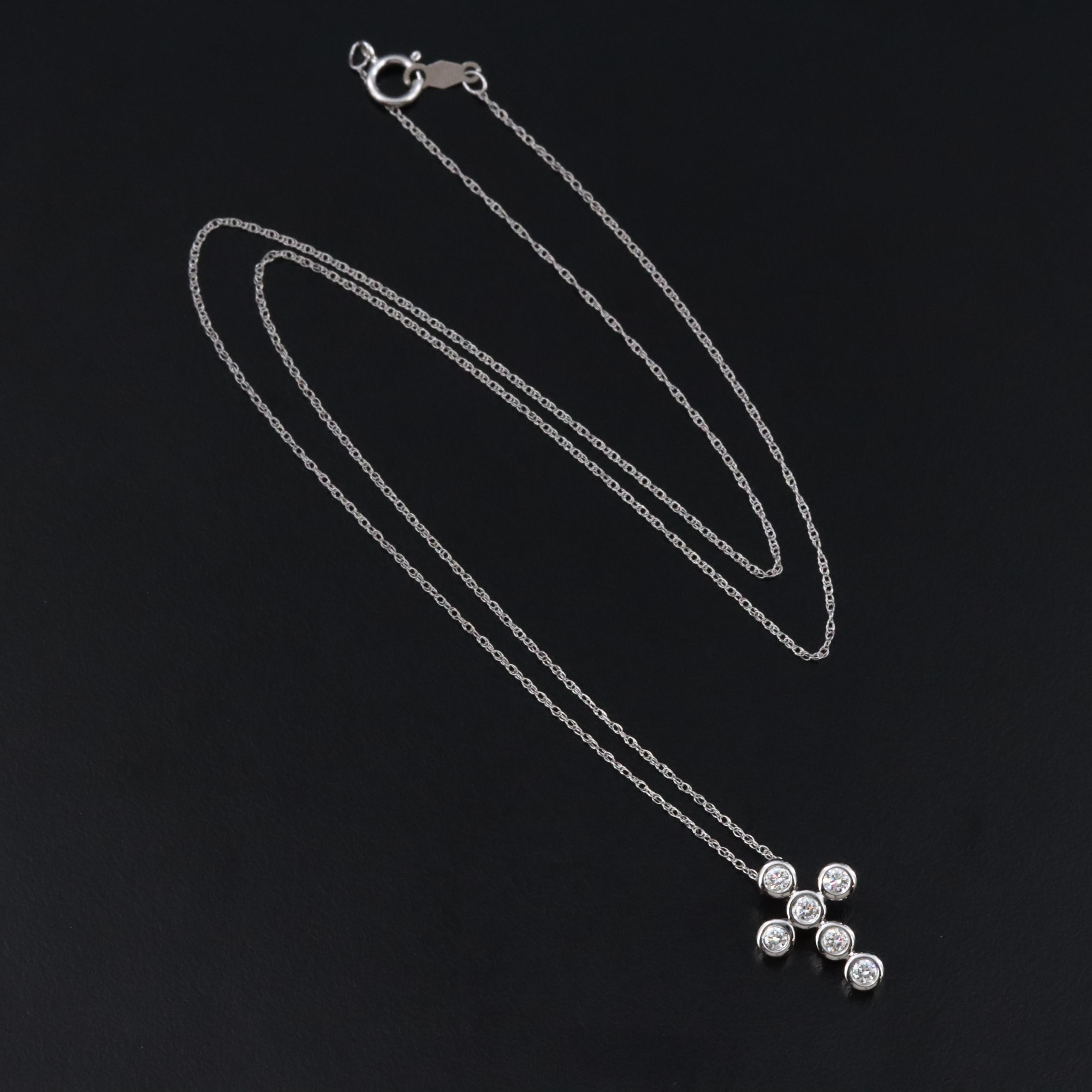 14K 0.25 CTW Lab Grown Diamond Cross Pendant Necklace