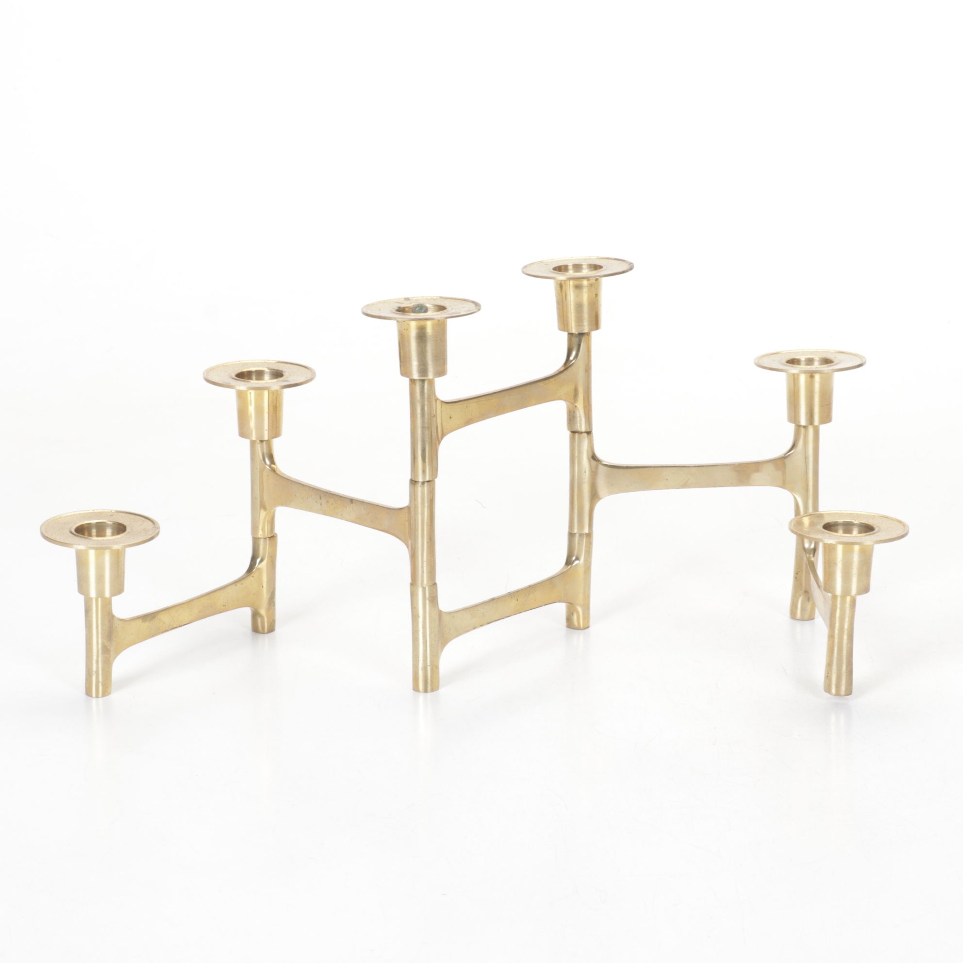 Articulating Brass Candle Holder, Mid-20th Century
