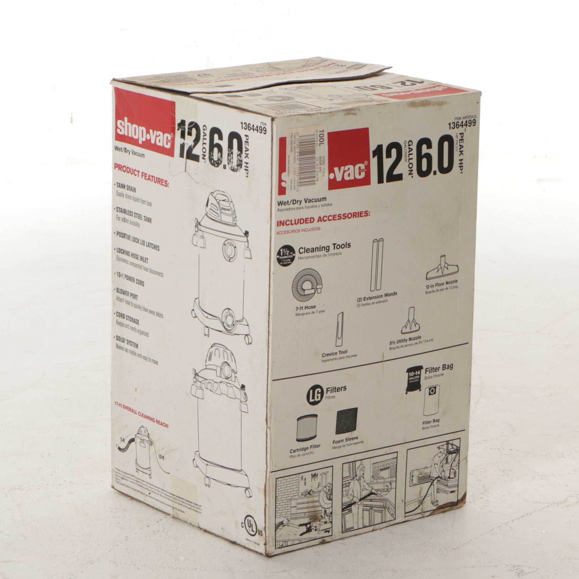 Shop-Vac 12-Gallon 6.0 Peak HP Wet/Dry Vacuum