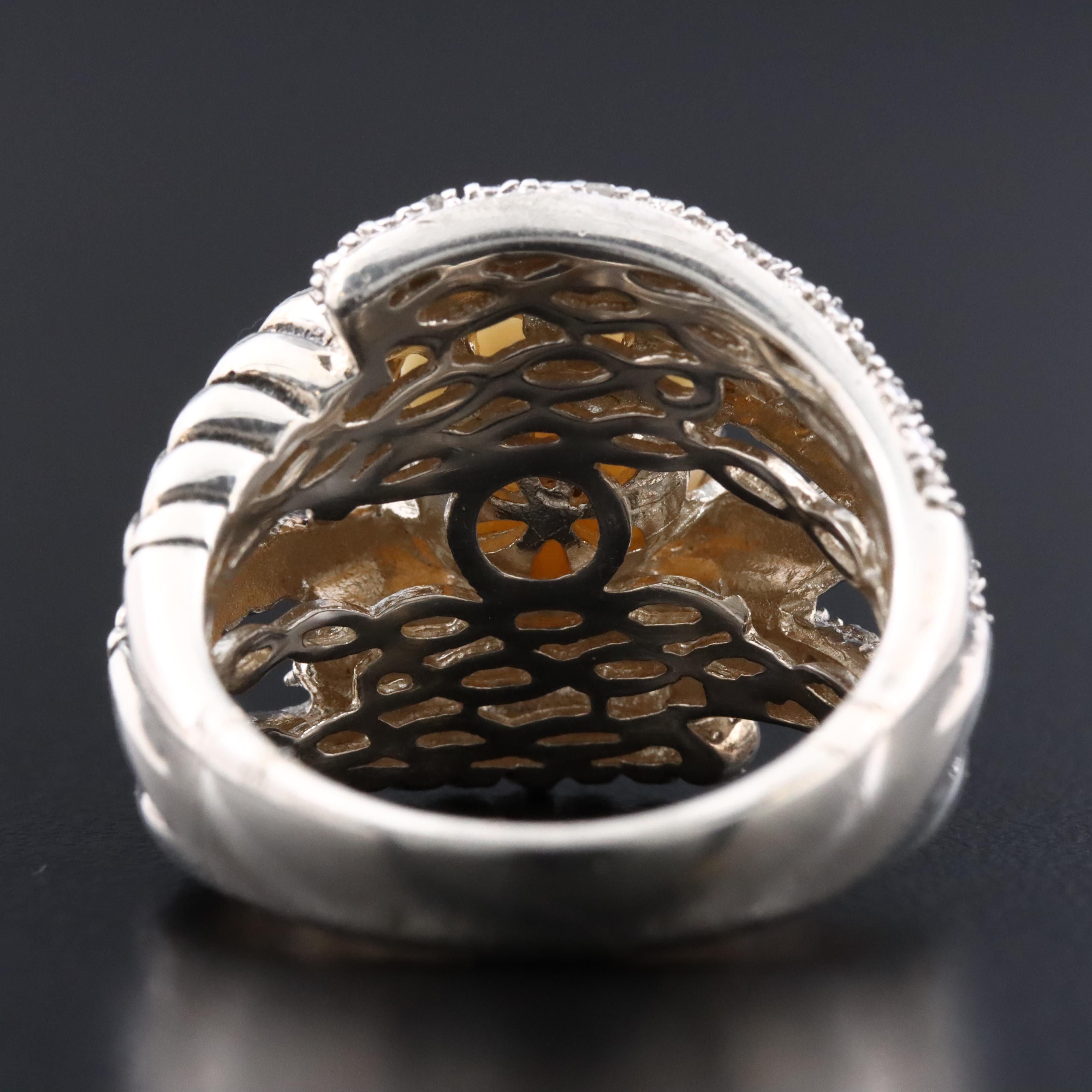 Sterling Pearl and Diamond Ring