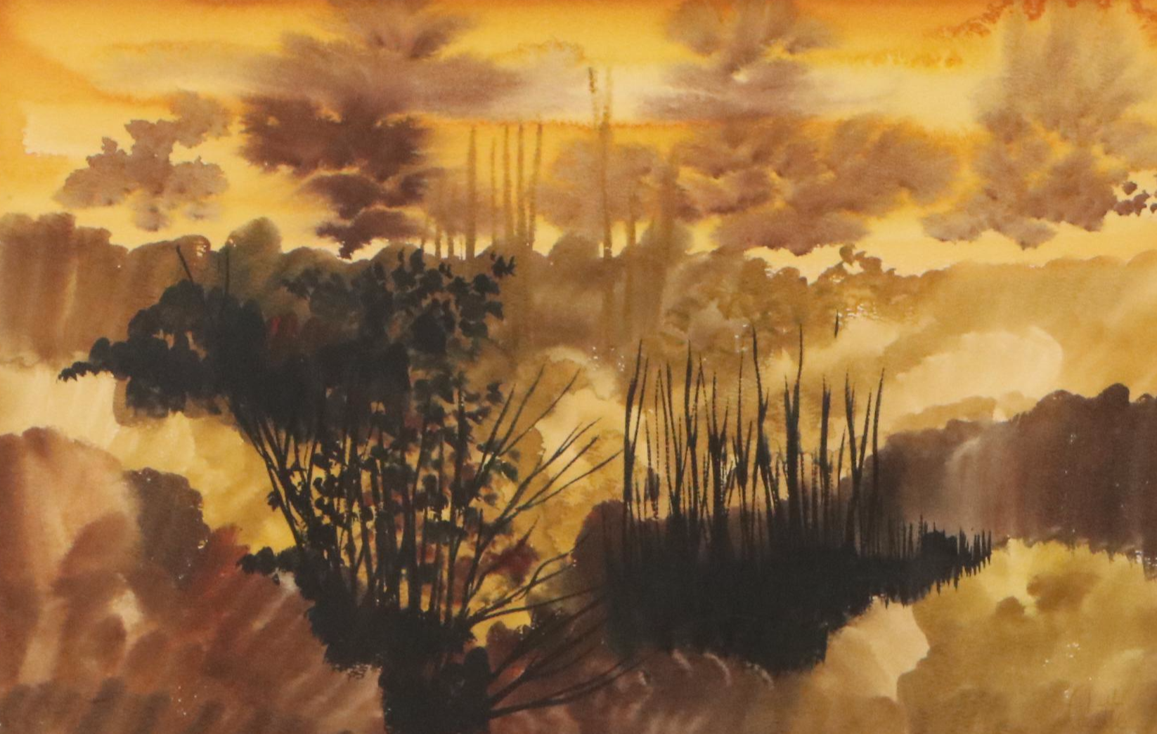 Claude Carette Watercolor Painting of Landscape, Circa 1960