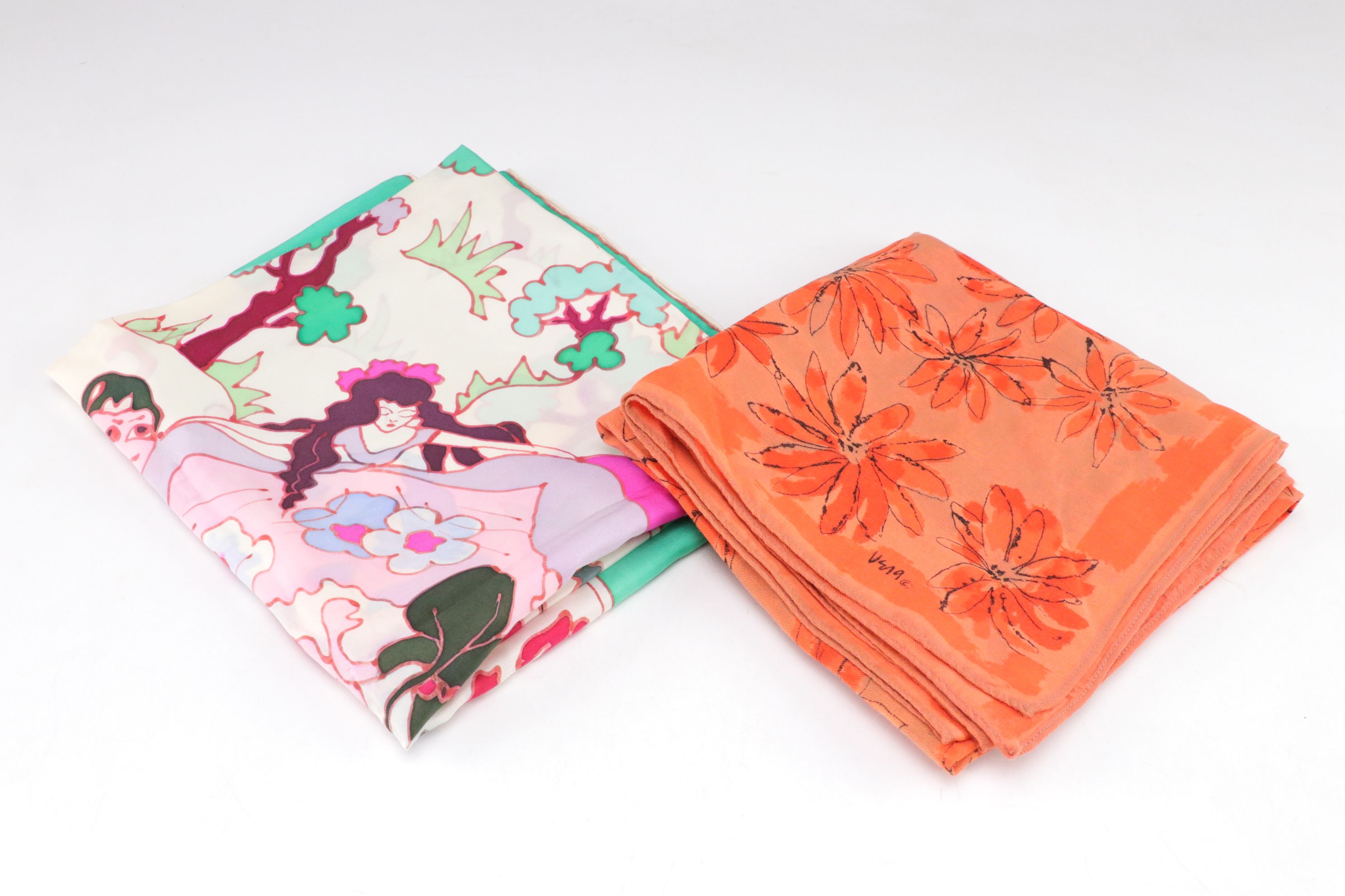 Vera Neumann Scarves with Enesco Pearl Lady Planter, Vase and More