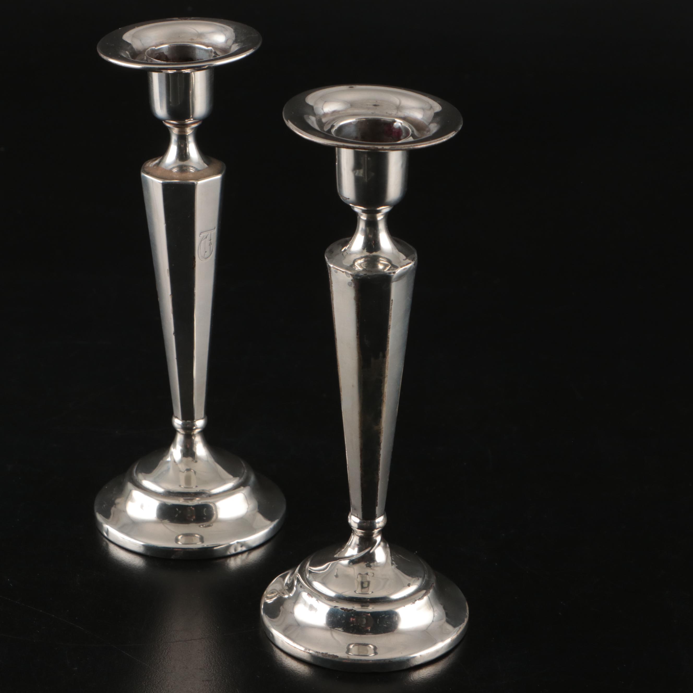 J. Wagner & Son Sterling Silver Candlesticks, Early to Mid-20th Century