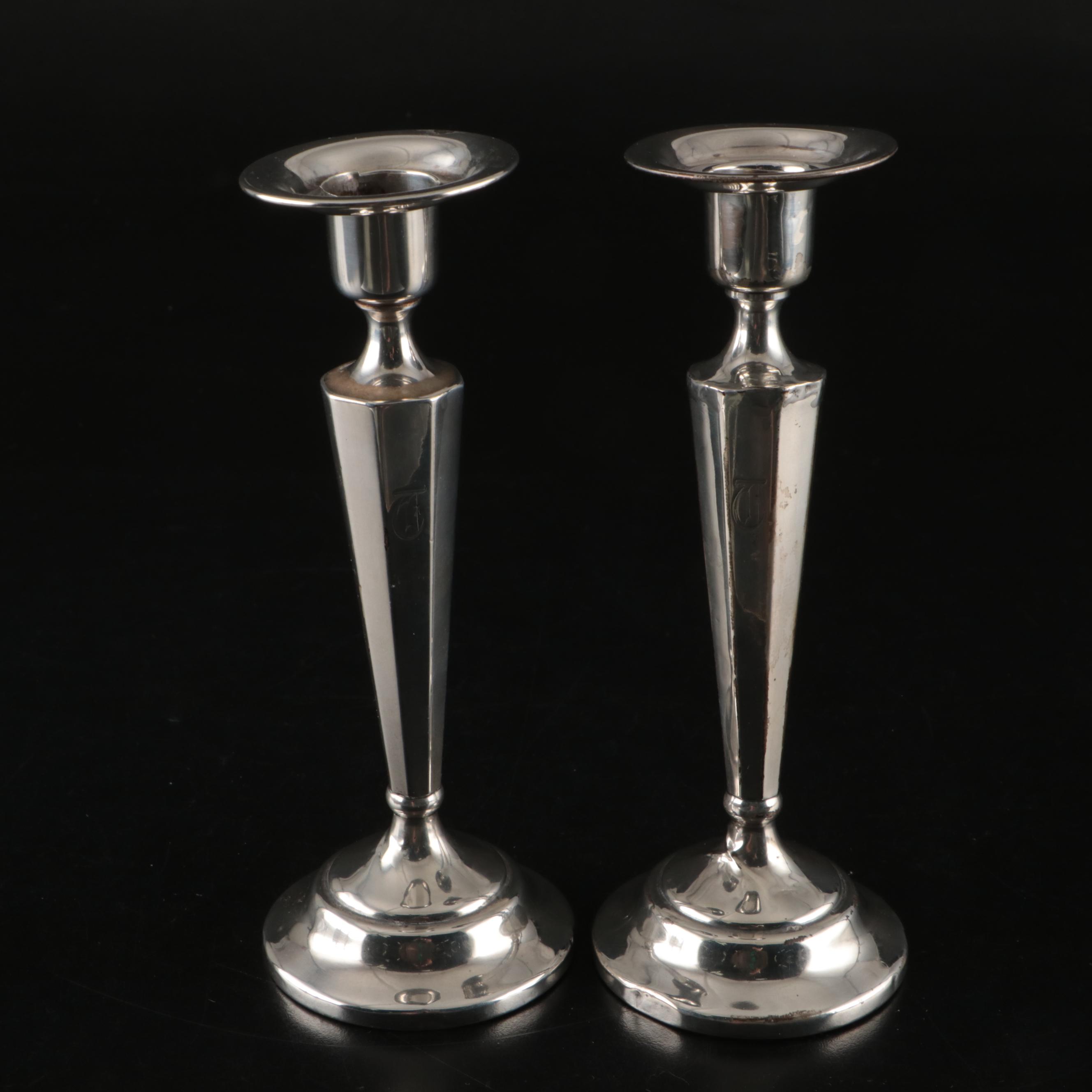 J. Wagner & Son Sterling Silver Candlesticks, Early to Mid-20th Century
