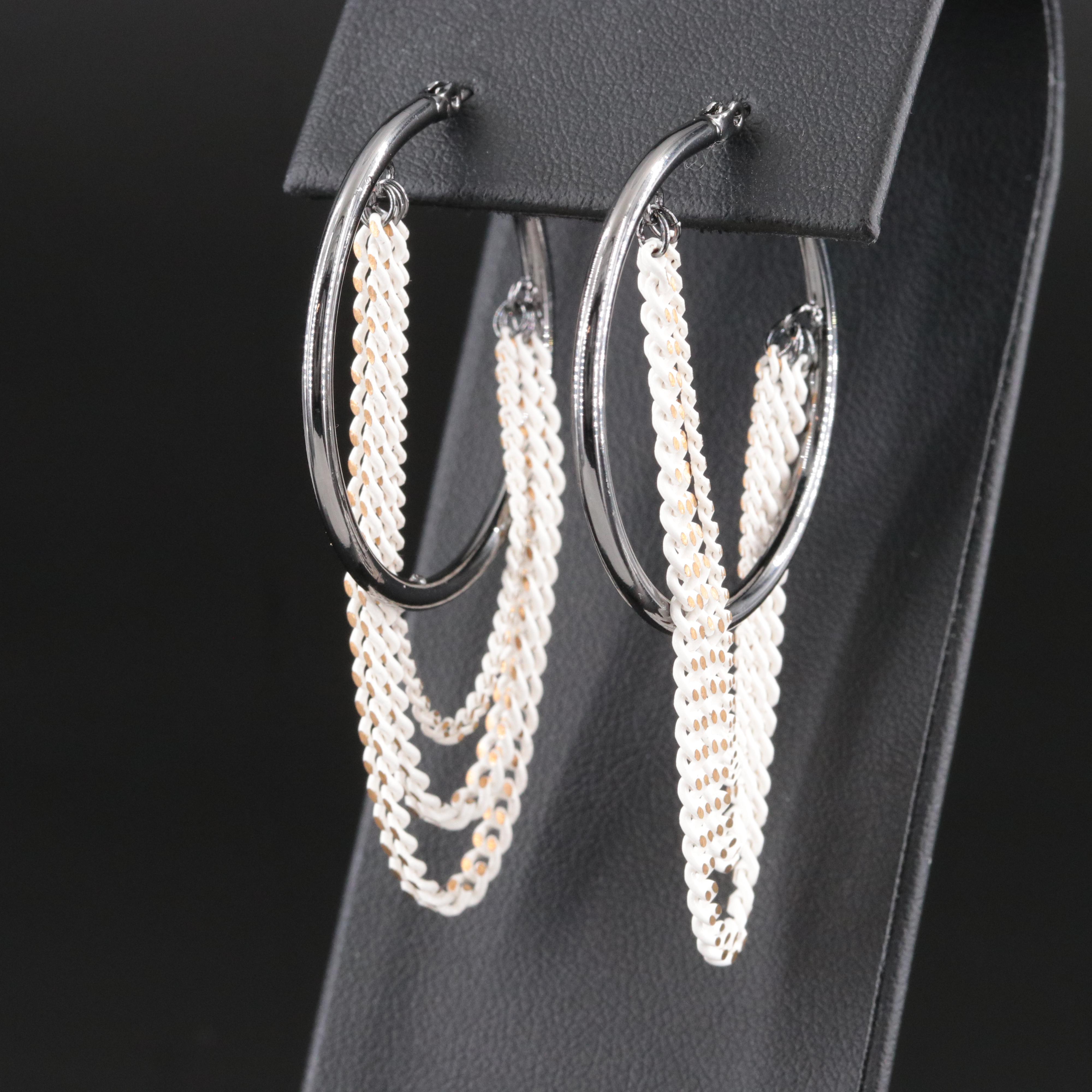 Karl Lagerfeld Hoop and Resin Chain Earrings