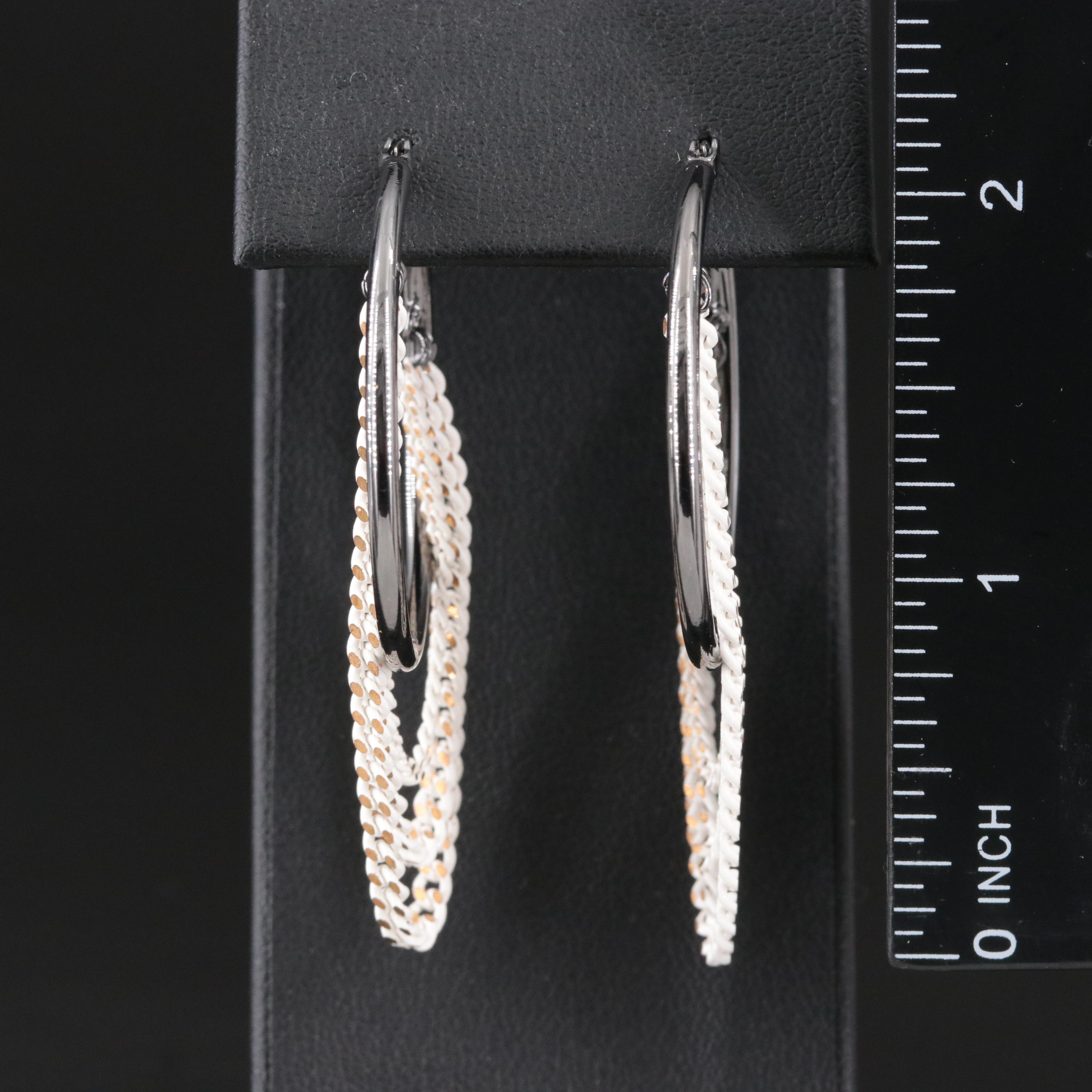 Karl Lagerfeld Hoop and Resin Chain Earrings