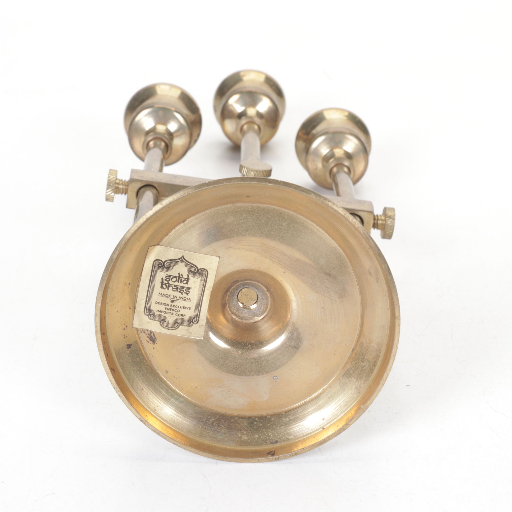 Indian Engraved Solid Brass and Metal Mini Candelabras