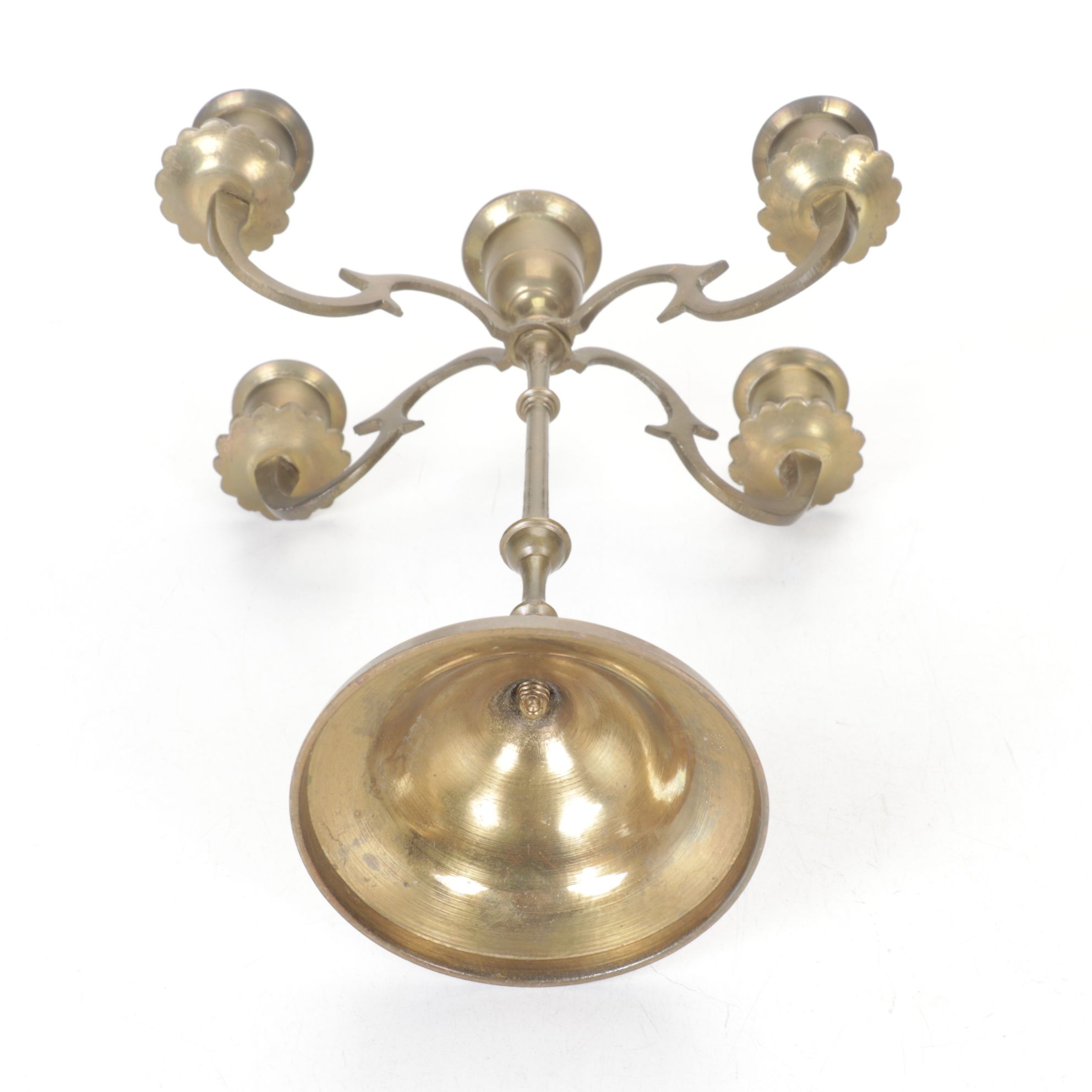 Indian Engraved Solid Brass and Metal Mini Candelabras