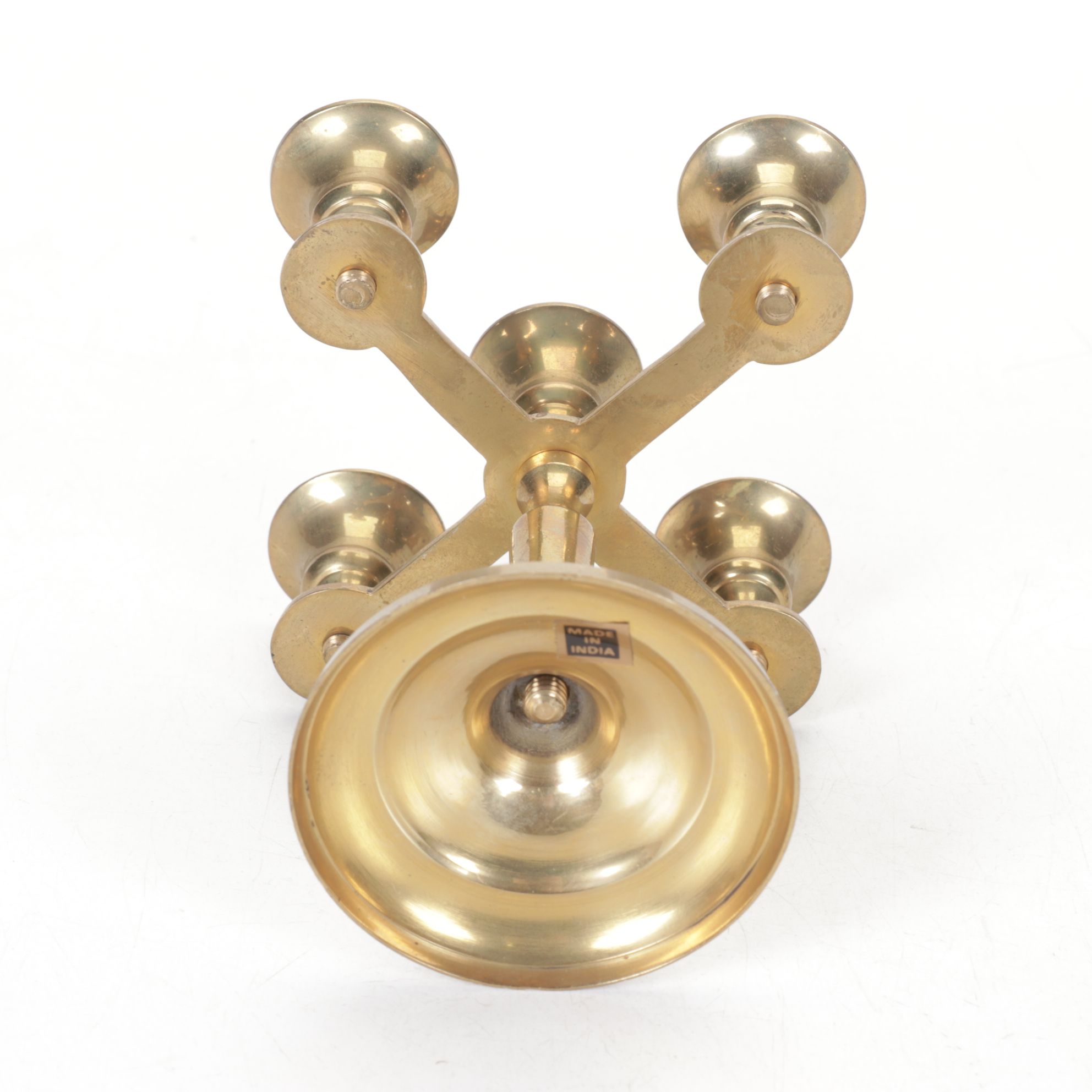 Indian Engraved Solid Brass and Metal Mini Candelabras