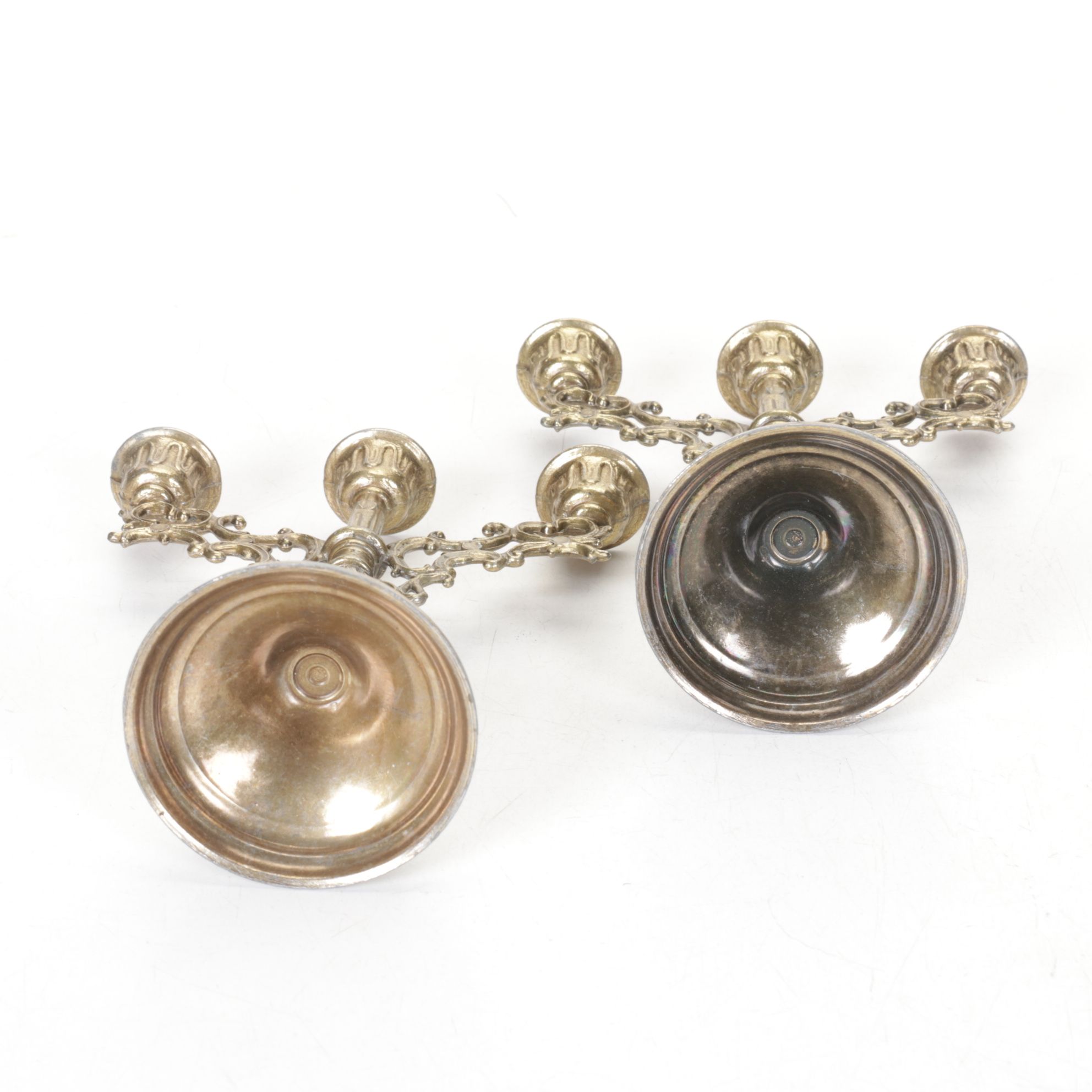 Indian Engraved Solid Brass and Metal Mini Candelabras