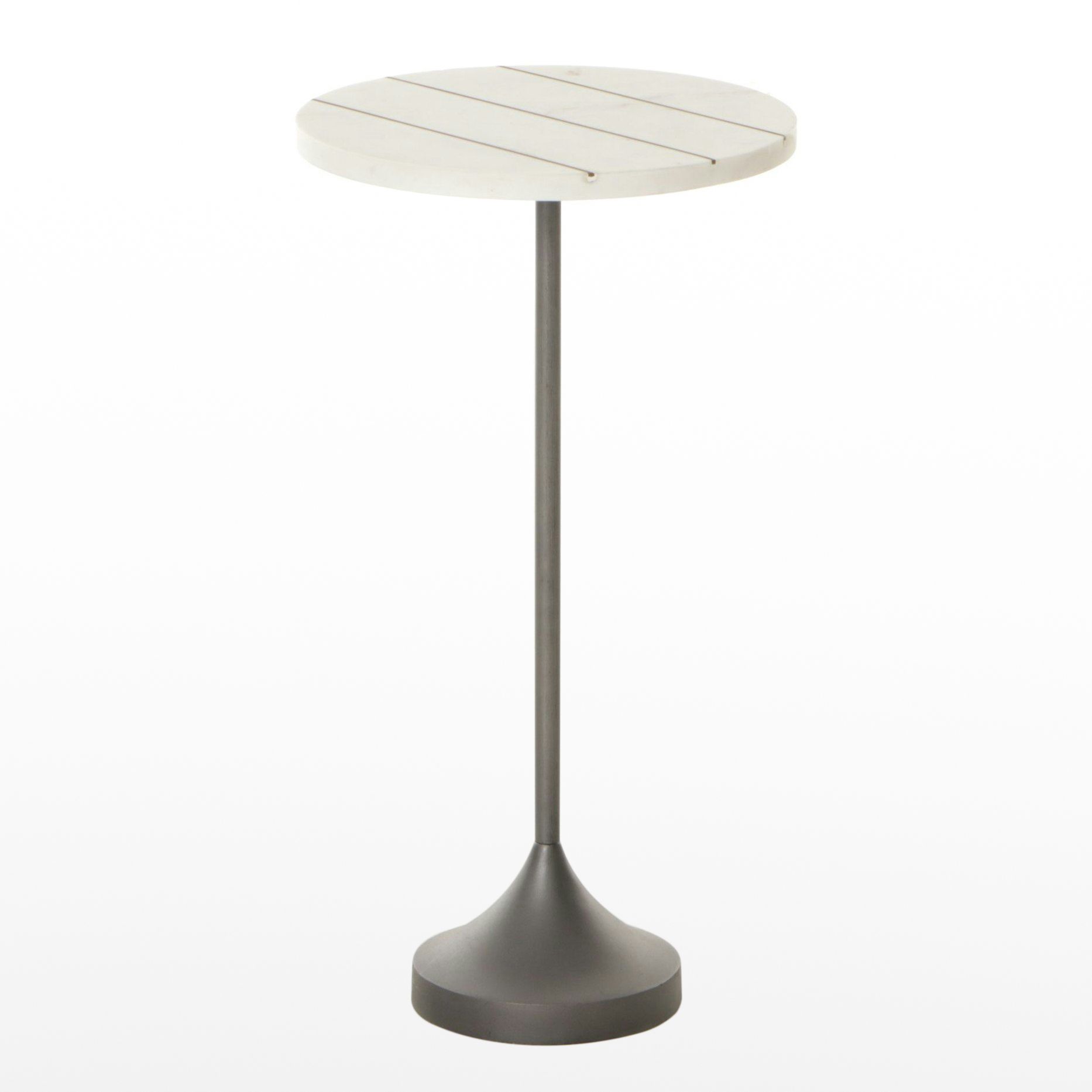 Prost White Marble and Metal Pedestal Drink Table