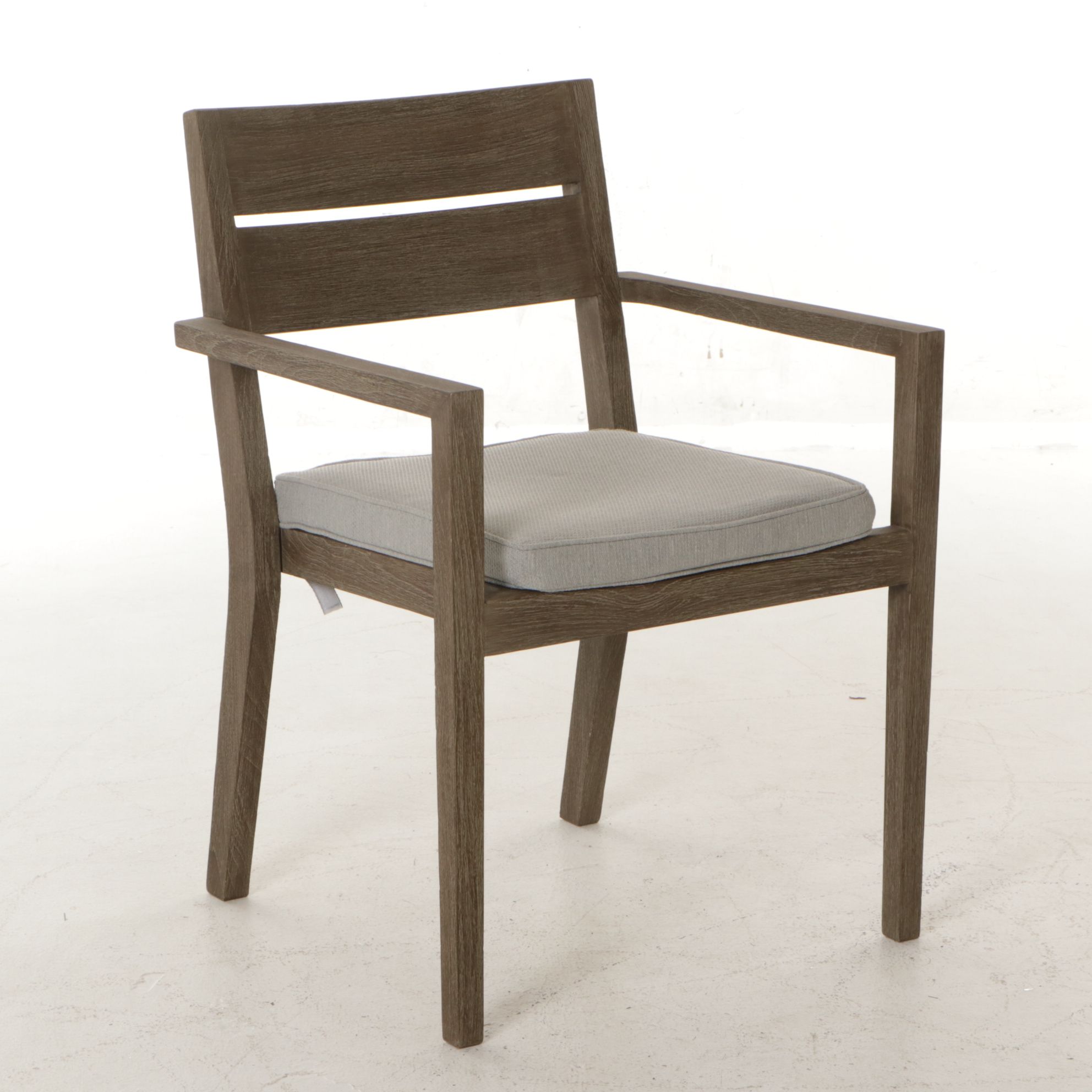 Crate & Barrel Regatta Grey Wash Teak Wood Outdoor Dining Chair
