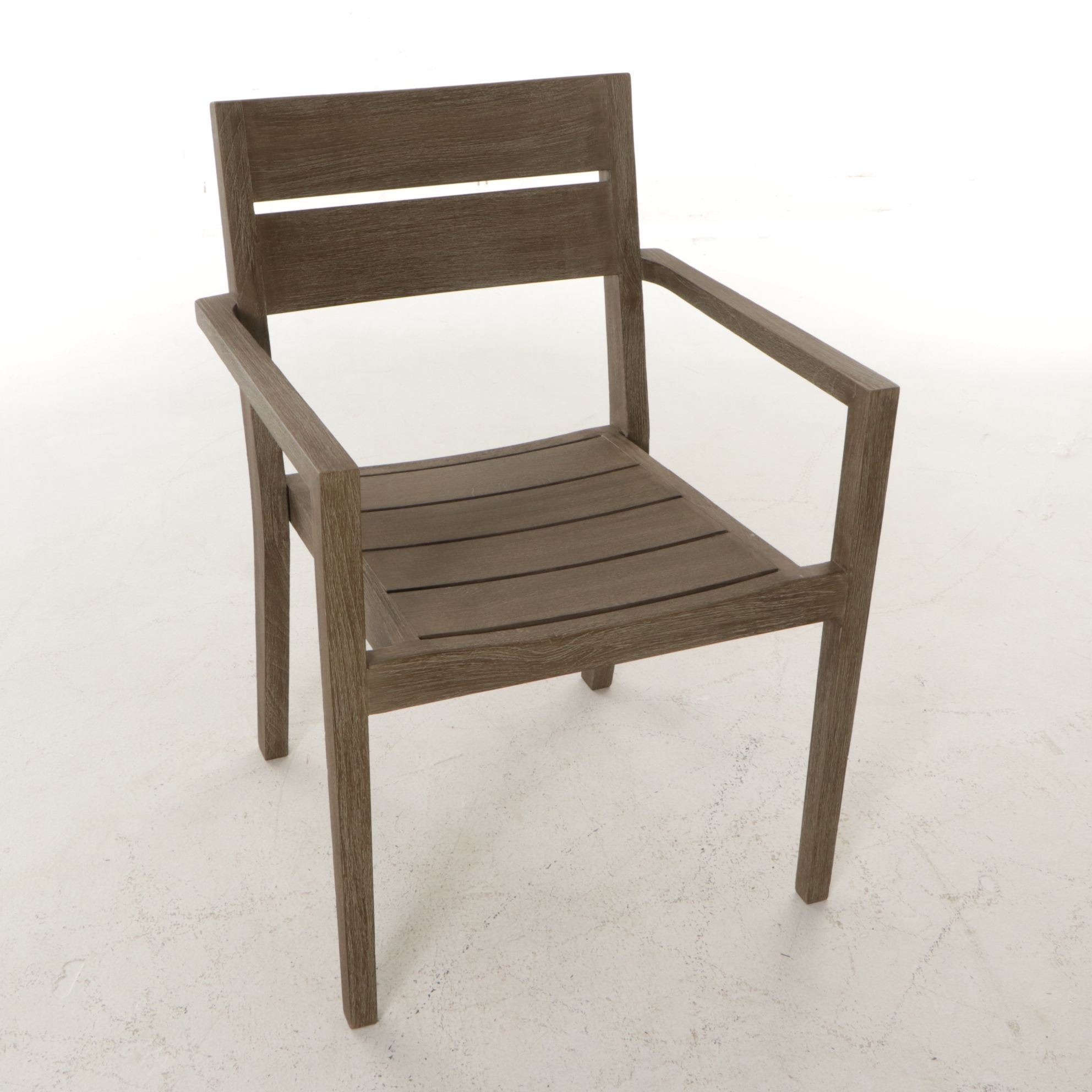 Crate & Barrel Regatta Grey Wash Teak Wood Outdoor Dining Chair