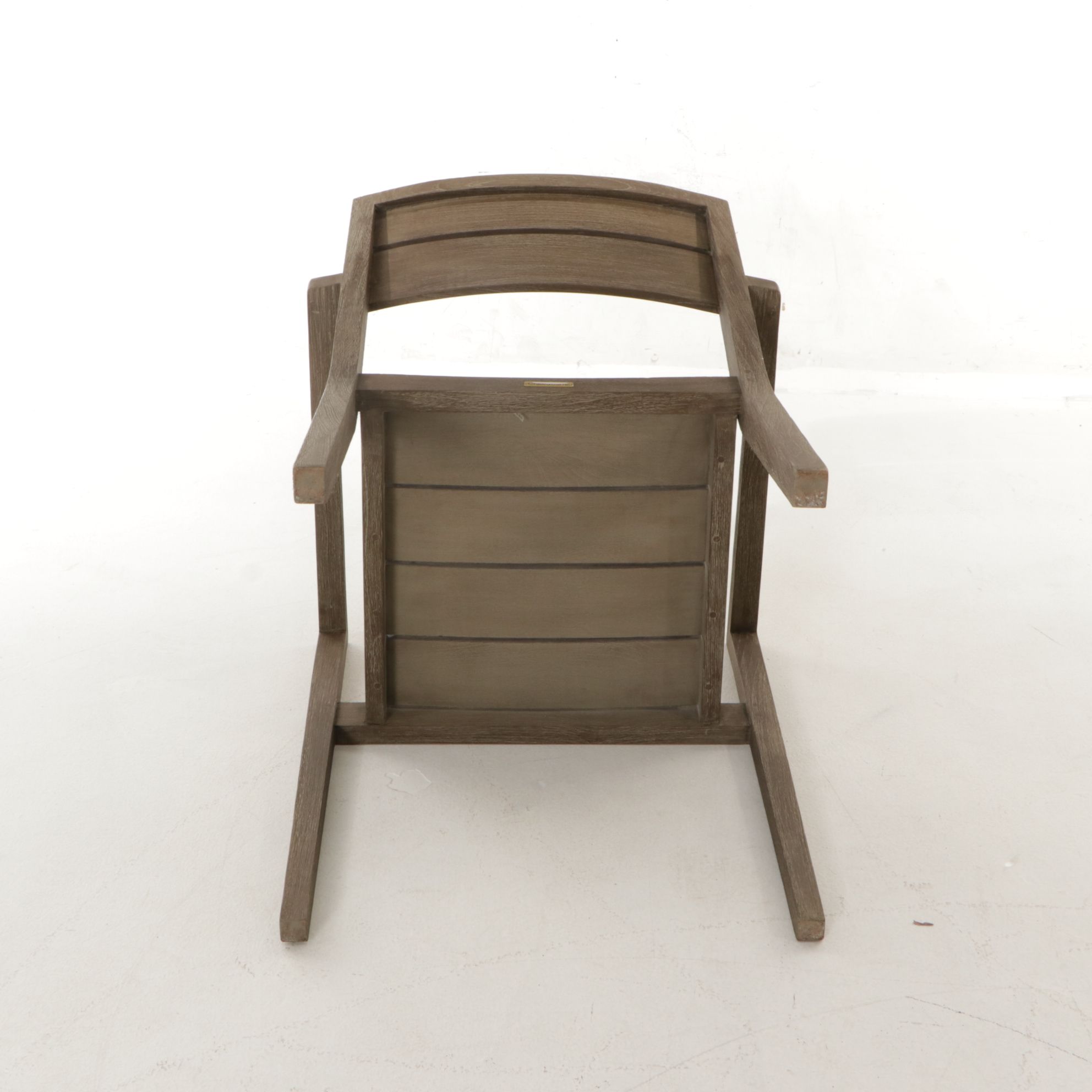 Crate & Barrel Regatta Grey Wash Teak Wood Outdoor Dining Chair