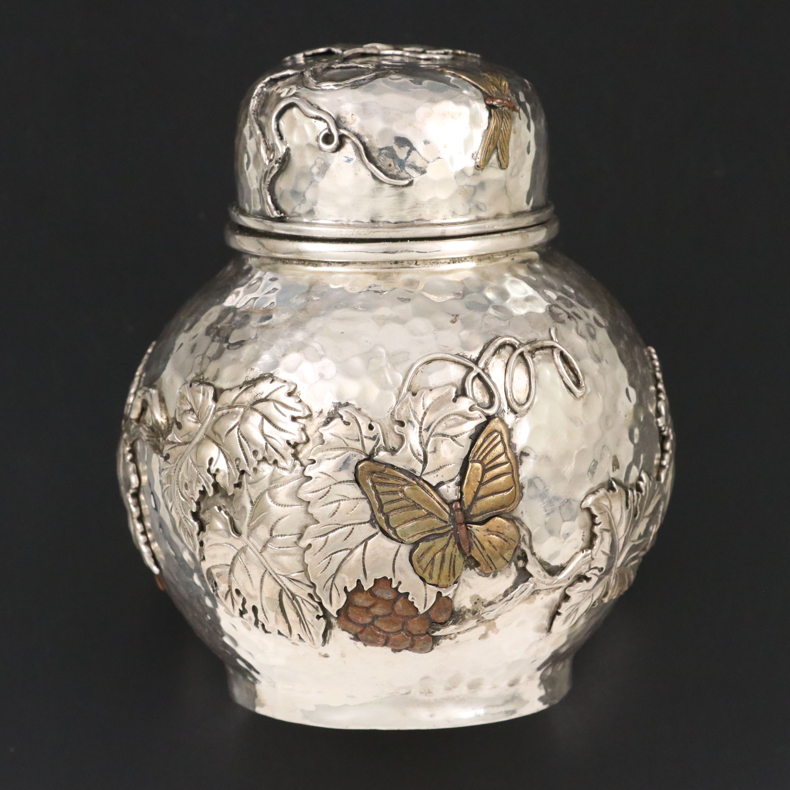 Tiffany & Co. Aesthetic Movement Sterling Silver and Mixed Metal Tea Caddy