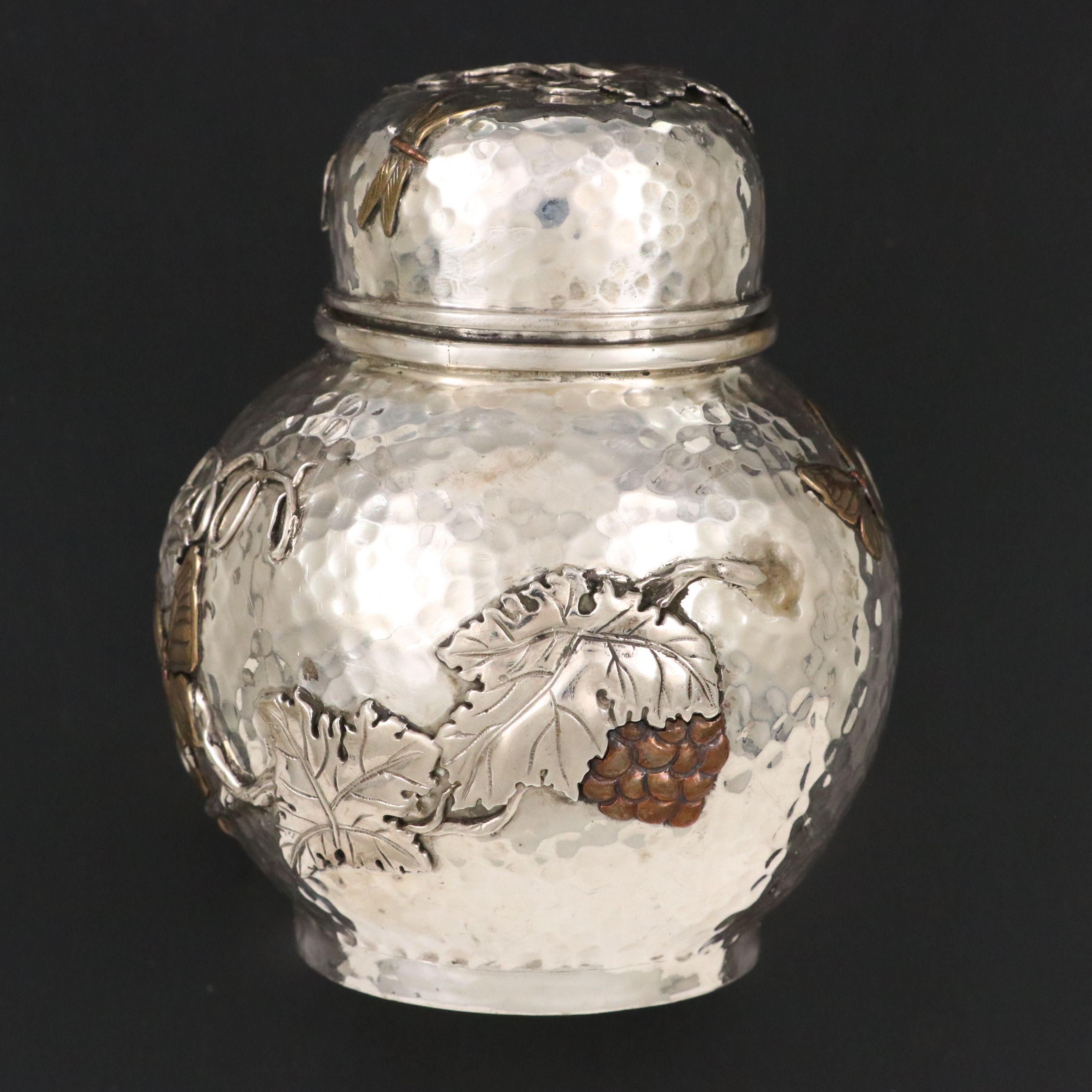 Tiffany & Co. Aesthetic Movement Sterling Silver and Mixed Metal Tea Caddy