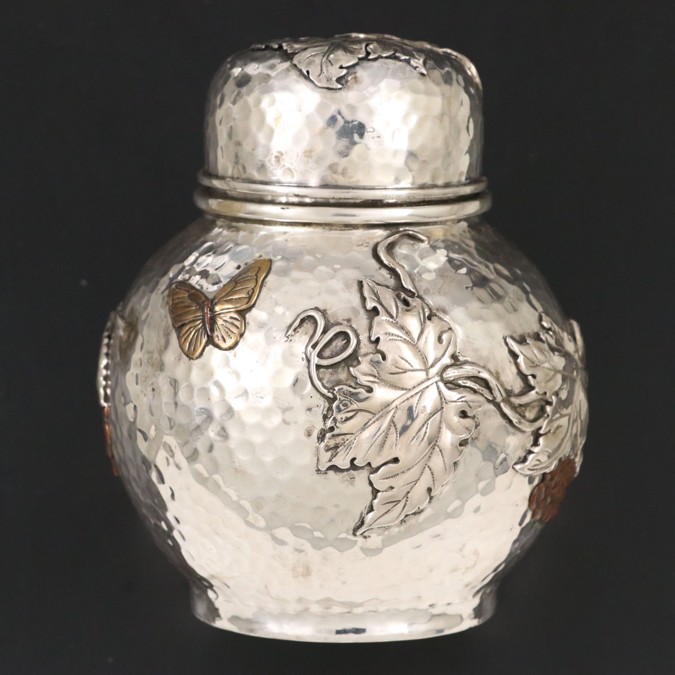 Tiffany & Co. Aesthetic Movement Sterling Silver and Mixed Metal Tea Caddy