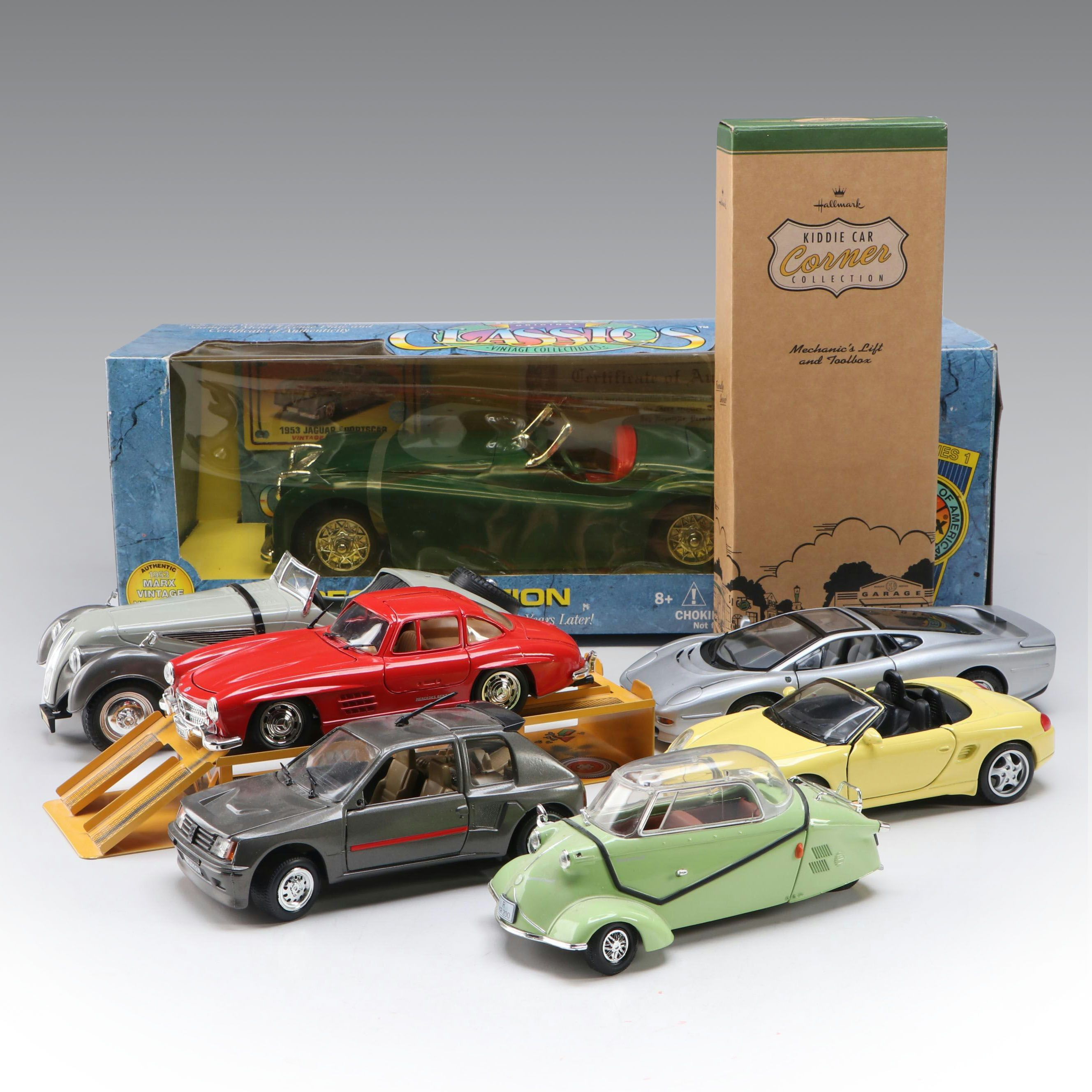 Marx Special Edition 1953 Jaguar Sports Car and Other Diecast Vintage Model Cars