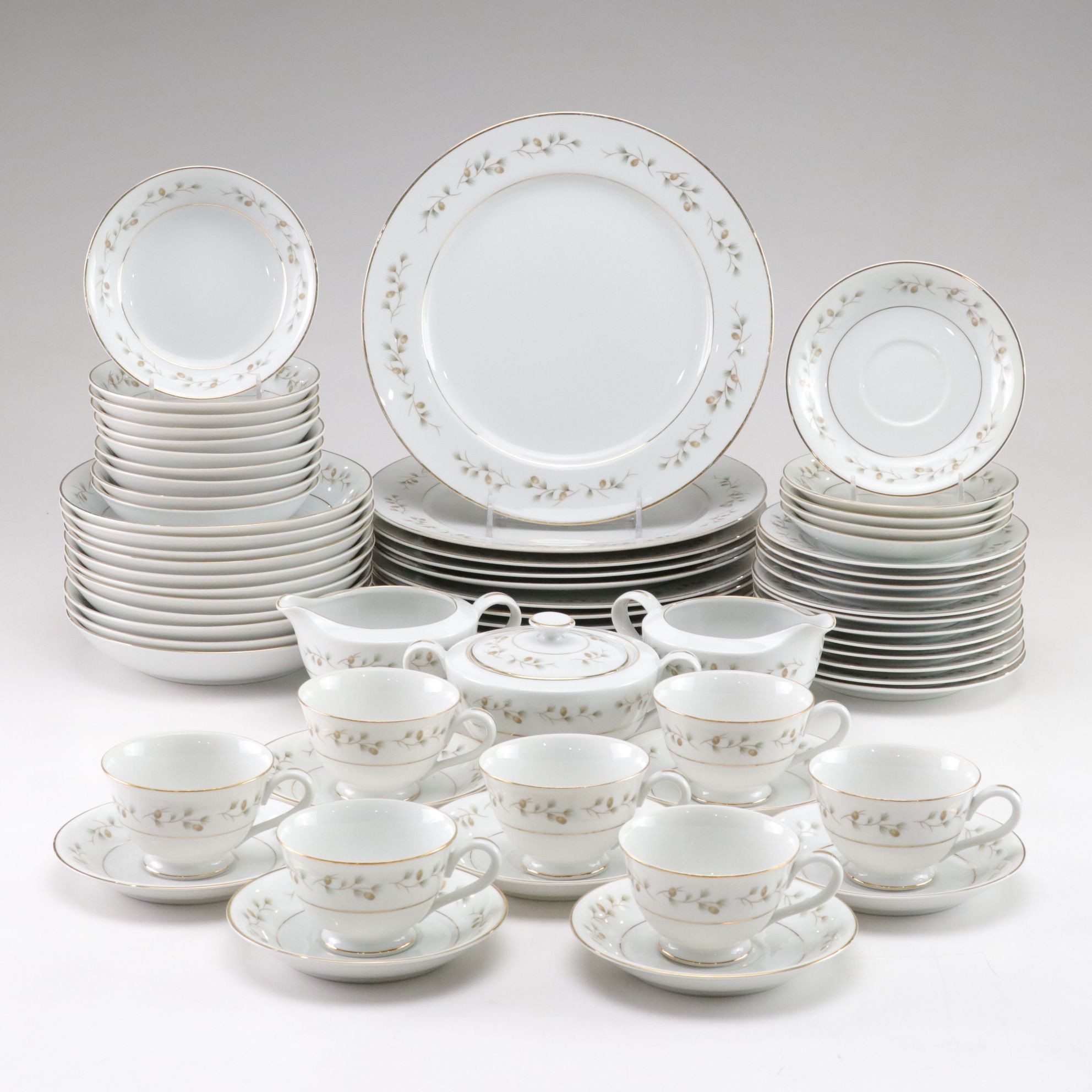 Rose China "Whispering Pine" Gilt Porcelain Dinnerware Set