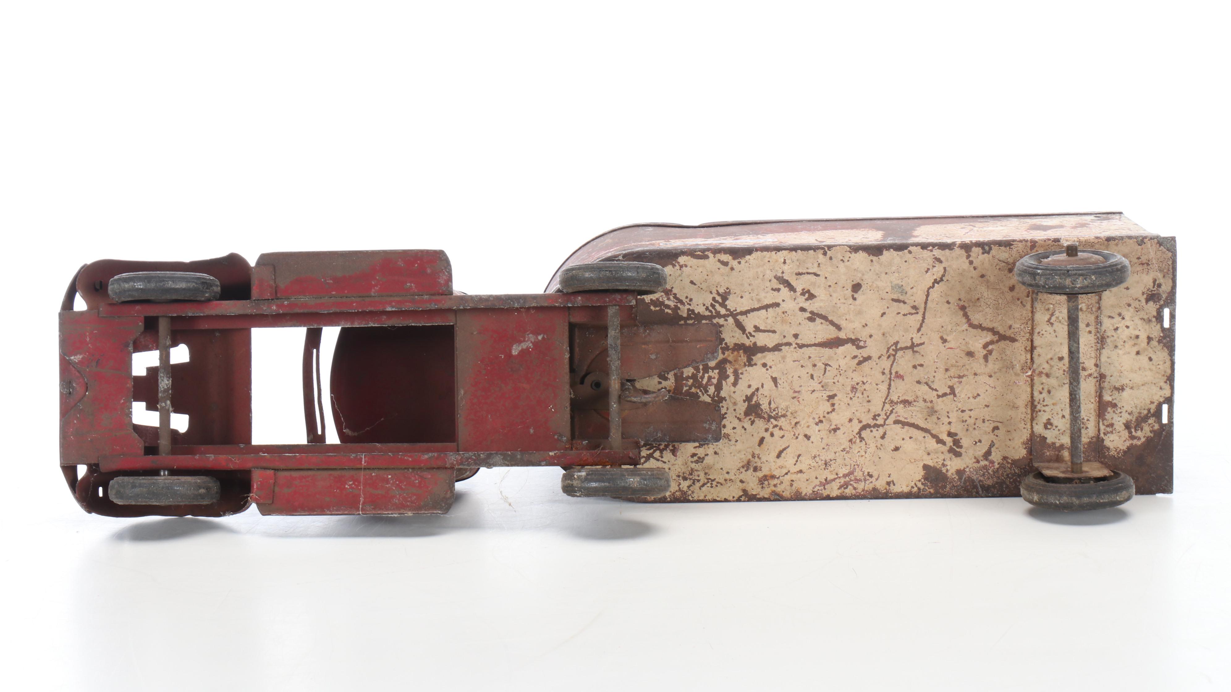 Structo Pressed Steel Toy Trucks with Trailers, Early to Mid-20th Century
