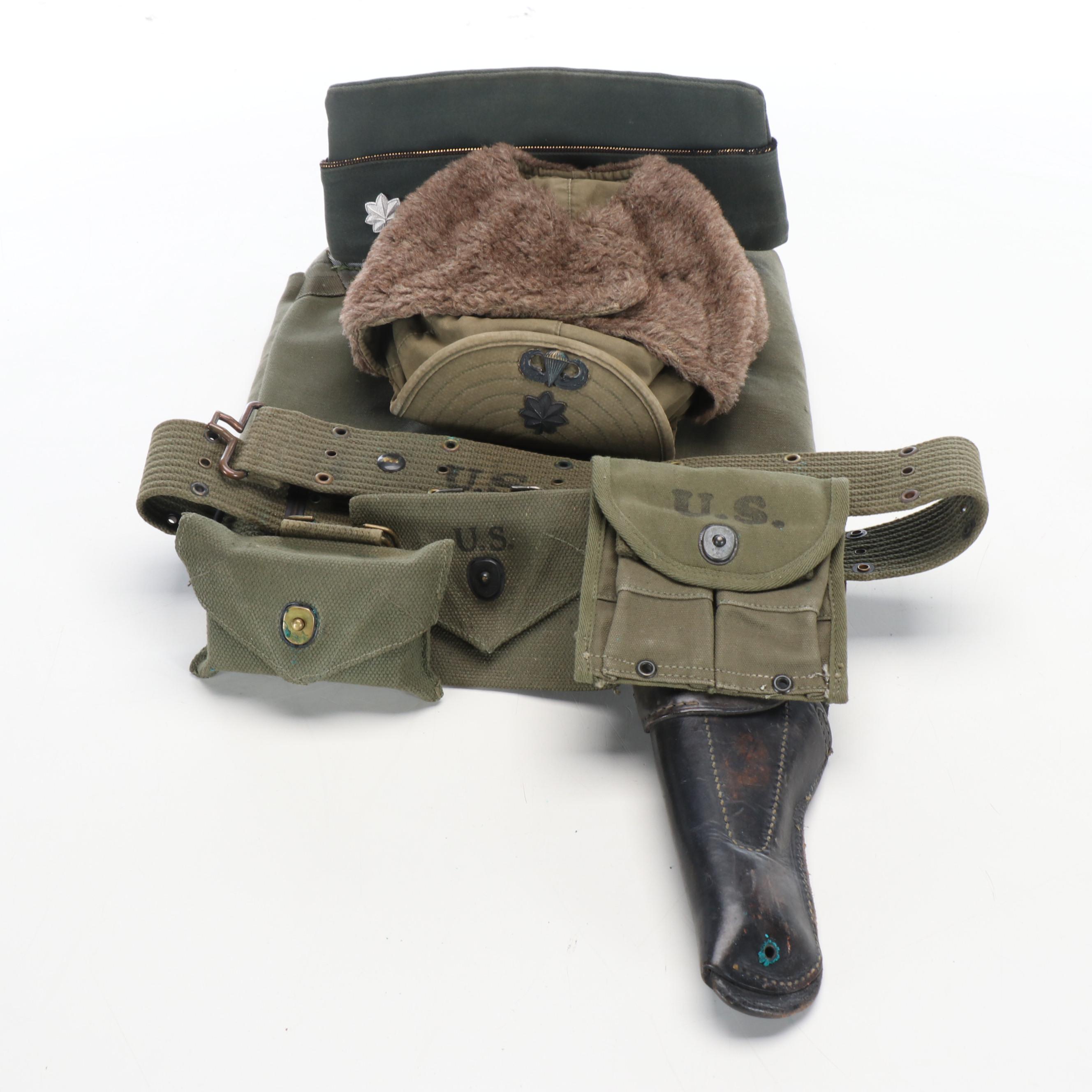 Vietnam War Era Duffle Bag, Holster, Cold Weather Cap, Garrison Cap and More