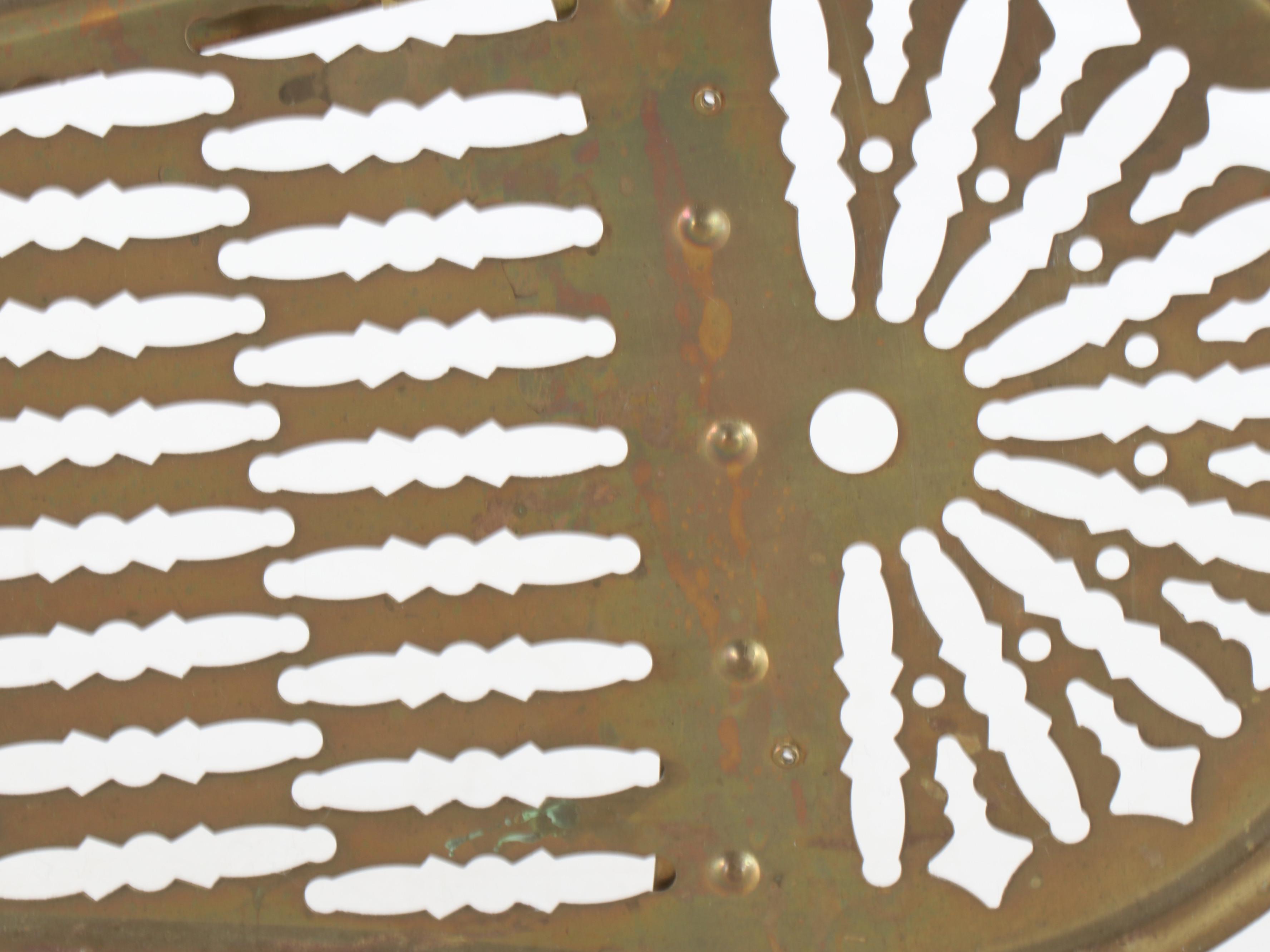 Victorian Style Pierced Brass Peacock Fan Fireplace Screen