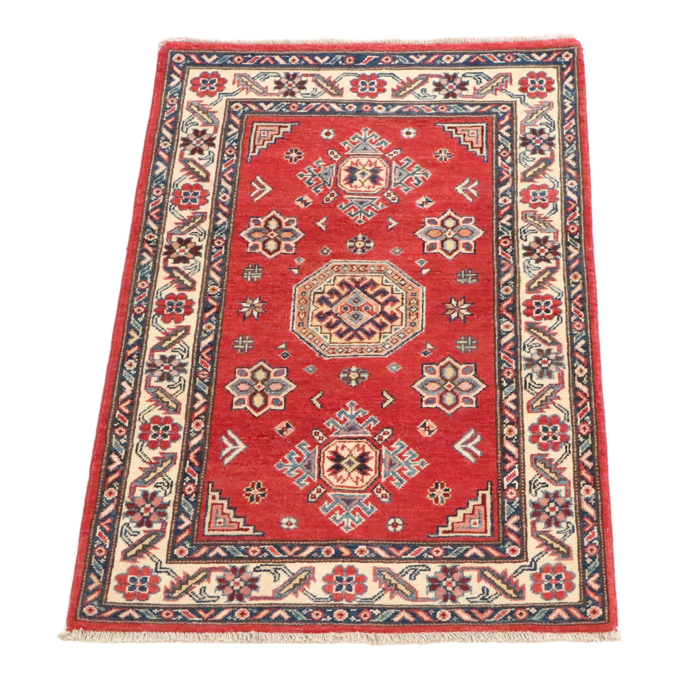 2'11 x 4'11 Hand-Knotted Afghan Kazak Accent Rug